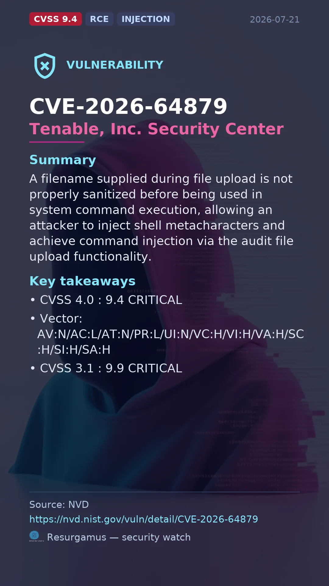 CVE-2026-64879 Tenable, Inc. Security Center Vulnerability