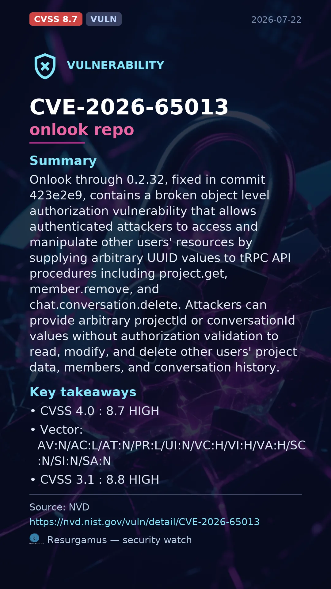 CVE-2026-65013 onlook repo Vulnerability