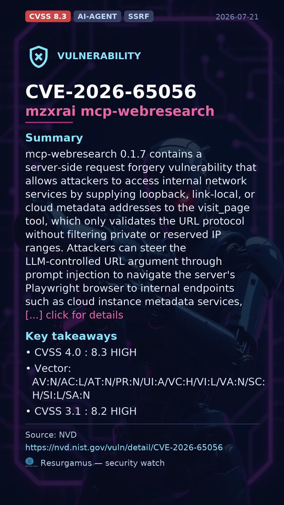 CVE-2026-65056 mzxrai mcp-webresearch Vulnerability