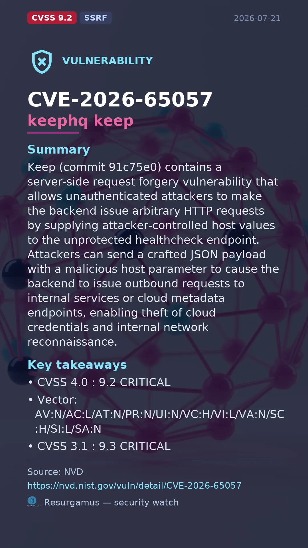 CVE-2026-65057 keephq keep Vulnerability
