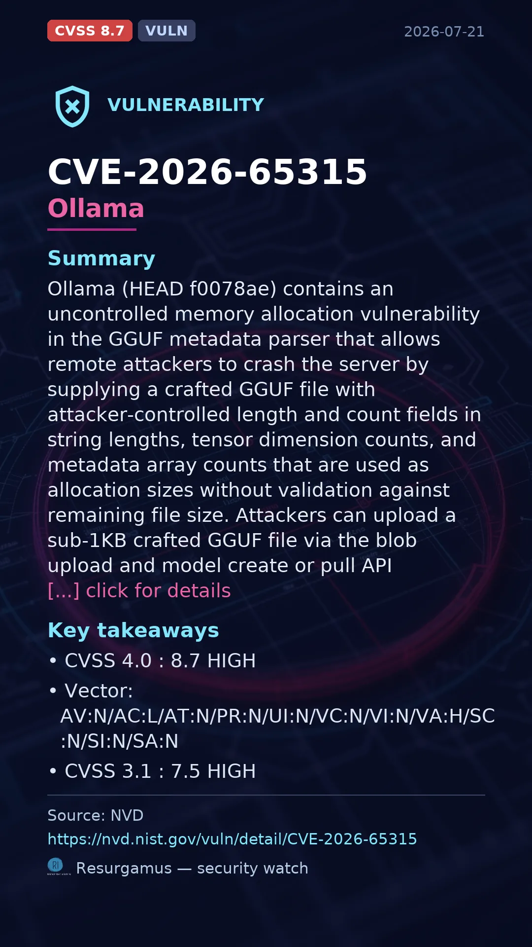 CVE-2026-65315 Ollama Vulnerability