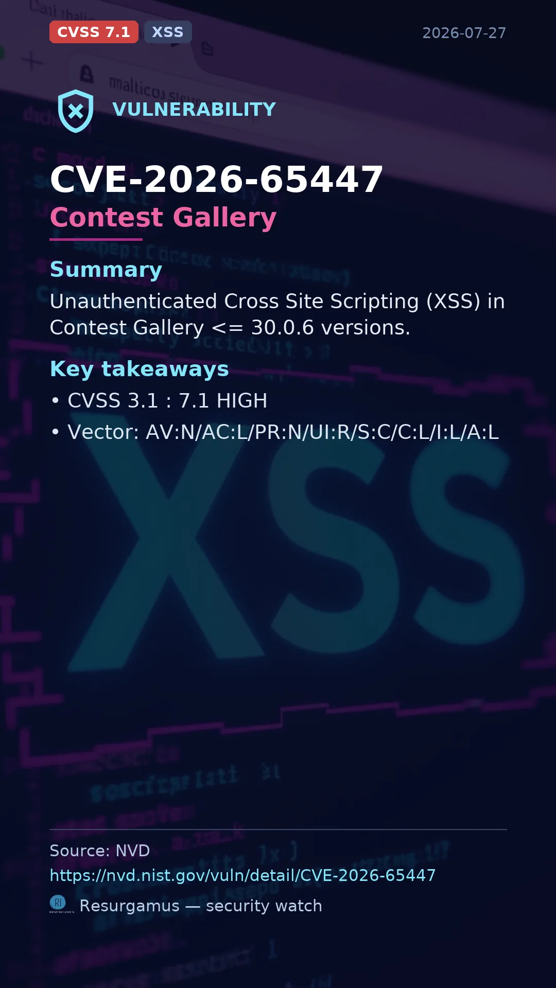CVE-2026-65447 Contest Gallery Vulnerability