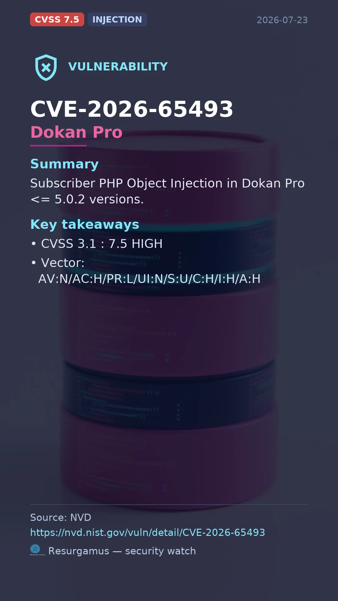 CVE-2026-65493 Dokan Pro Vulnerability