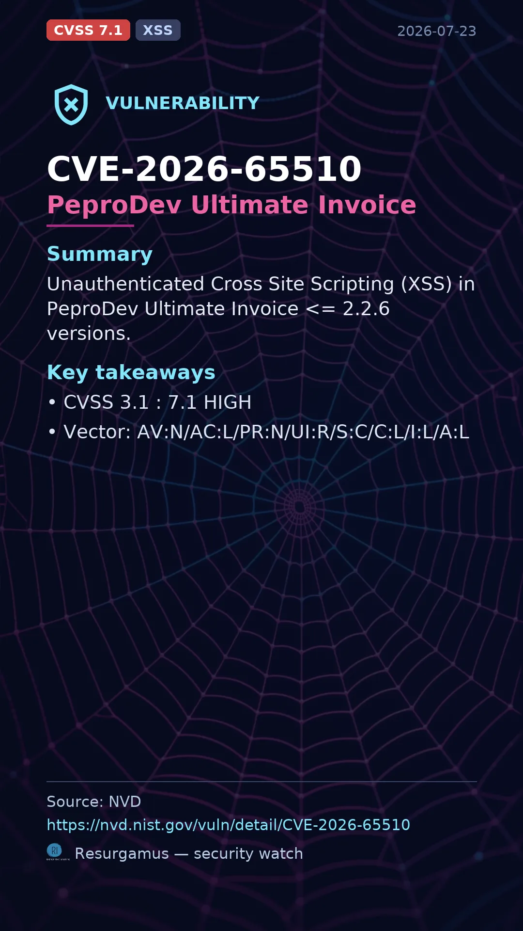 CVE-2026-65510 PeproDev Ultimate Invoice Vulnerability