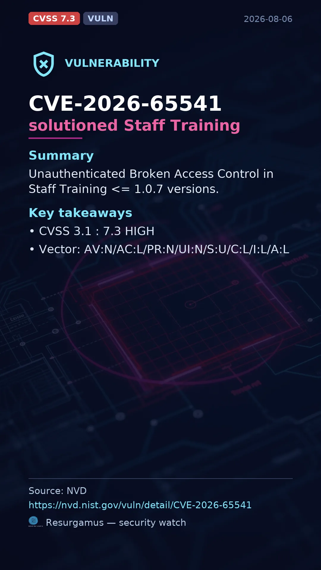 CVE-2026-65541 solutioned Staff Training Vulnerability