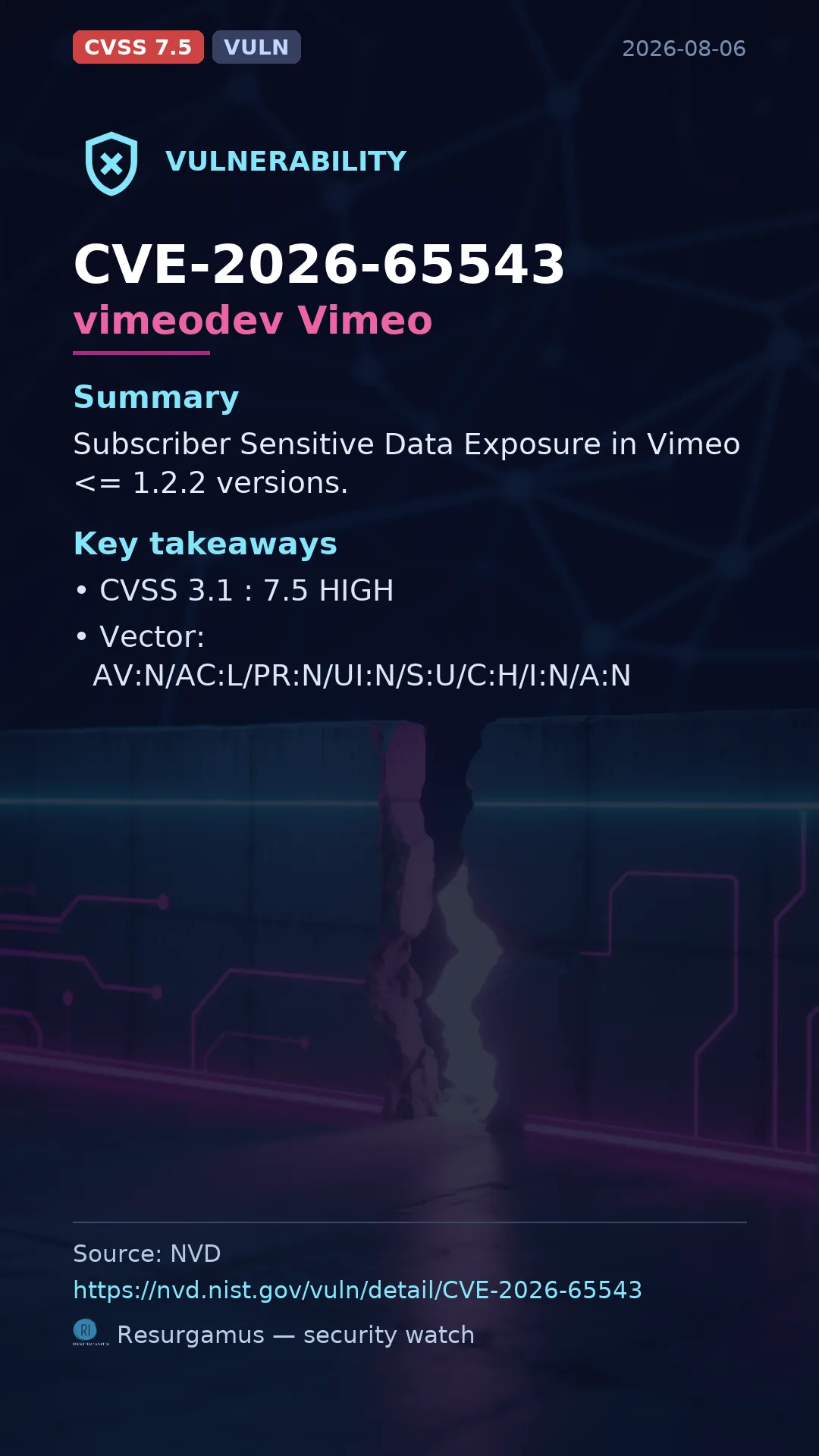 CVE-2026-65543 vimeodev Vimeo Vulnerability