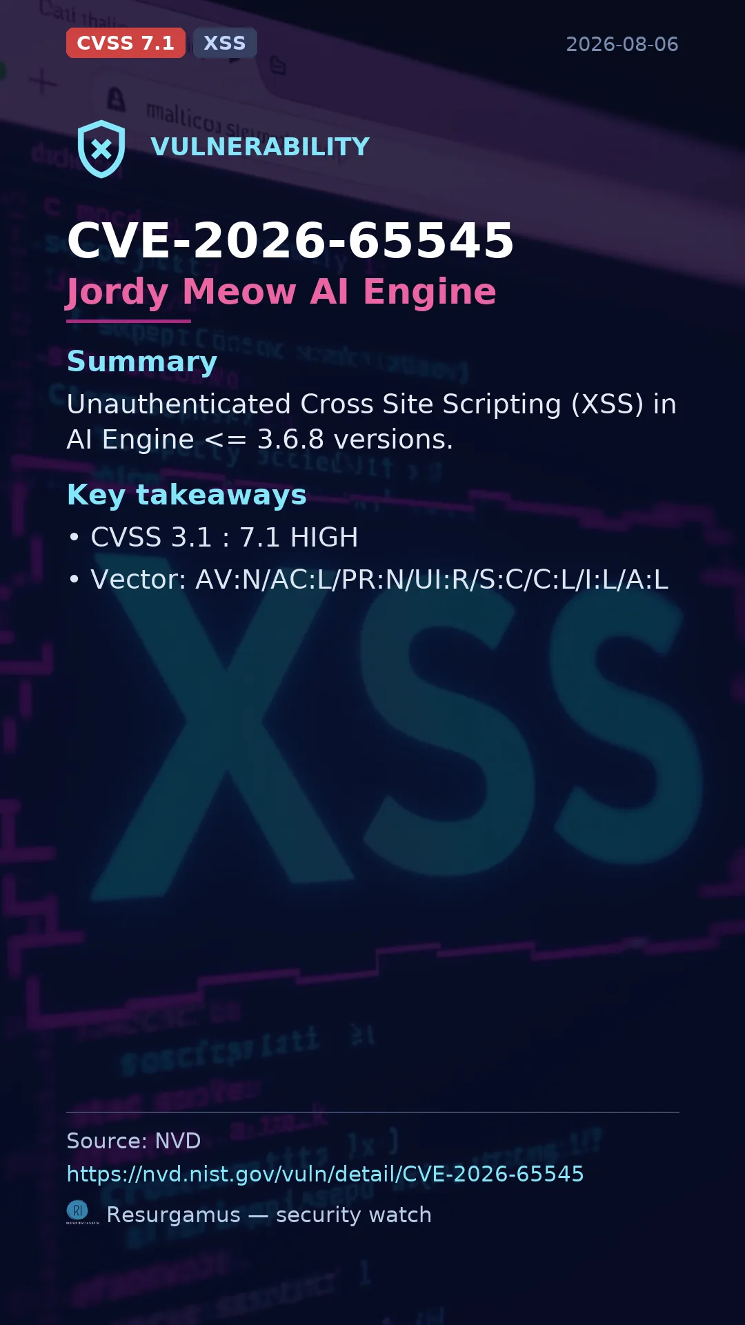 CVE-2026-65545 Jordy Meow AI Engine Vulnerability