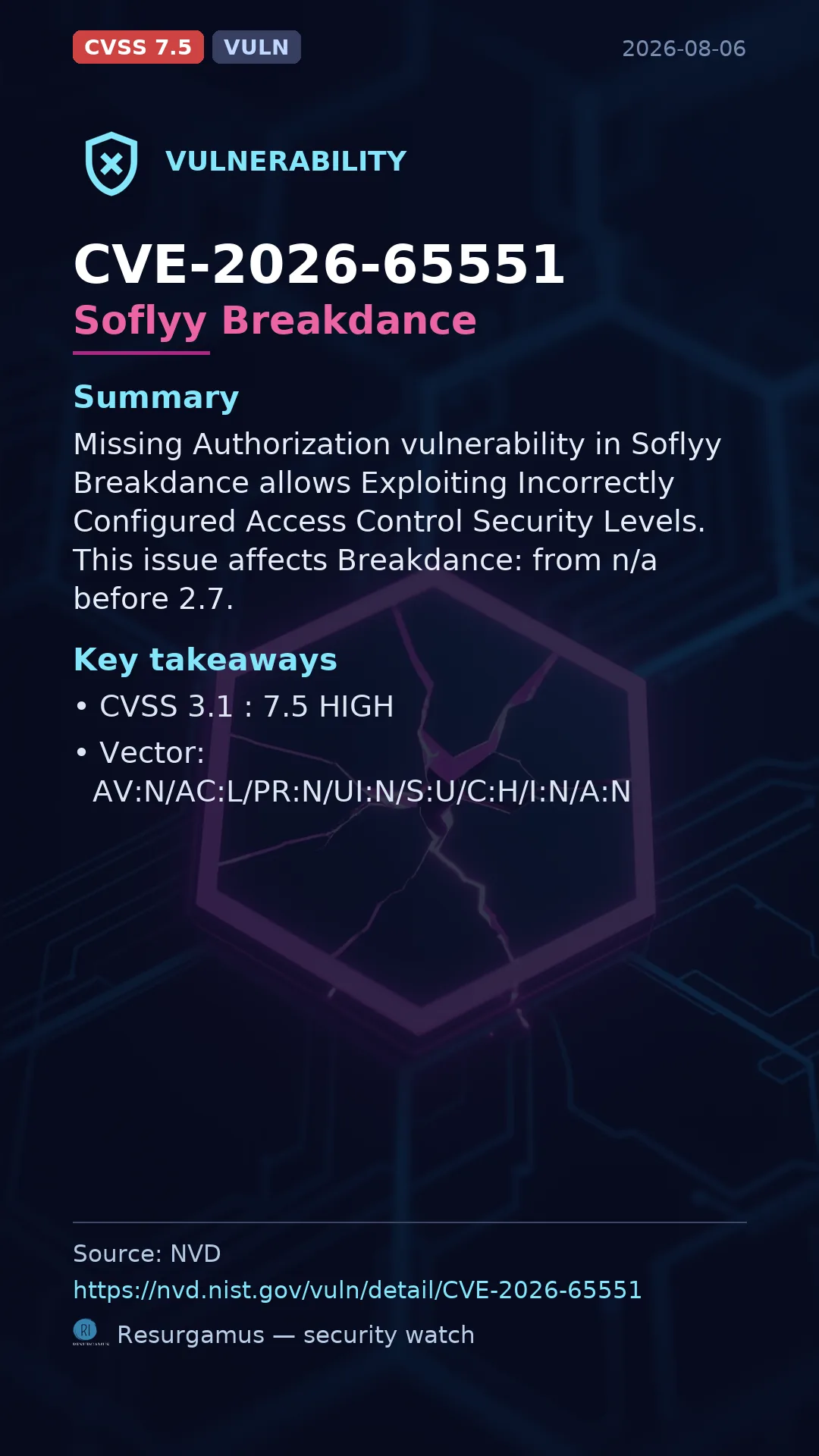 CVE-2026-65551 Soflyy Breakdance Vulnerability