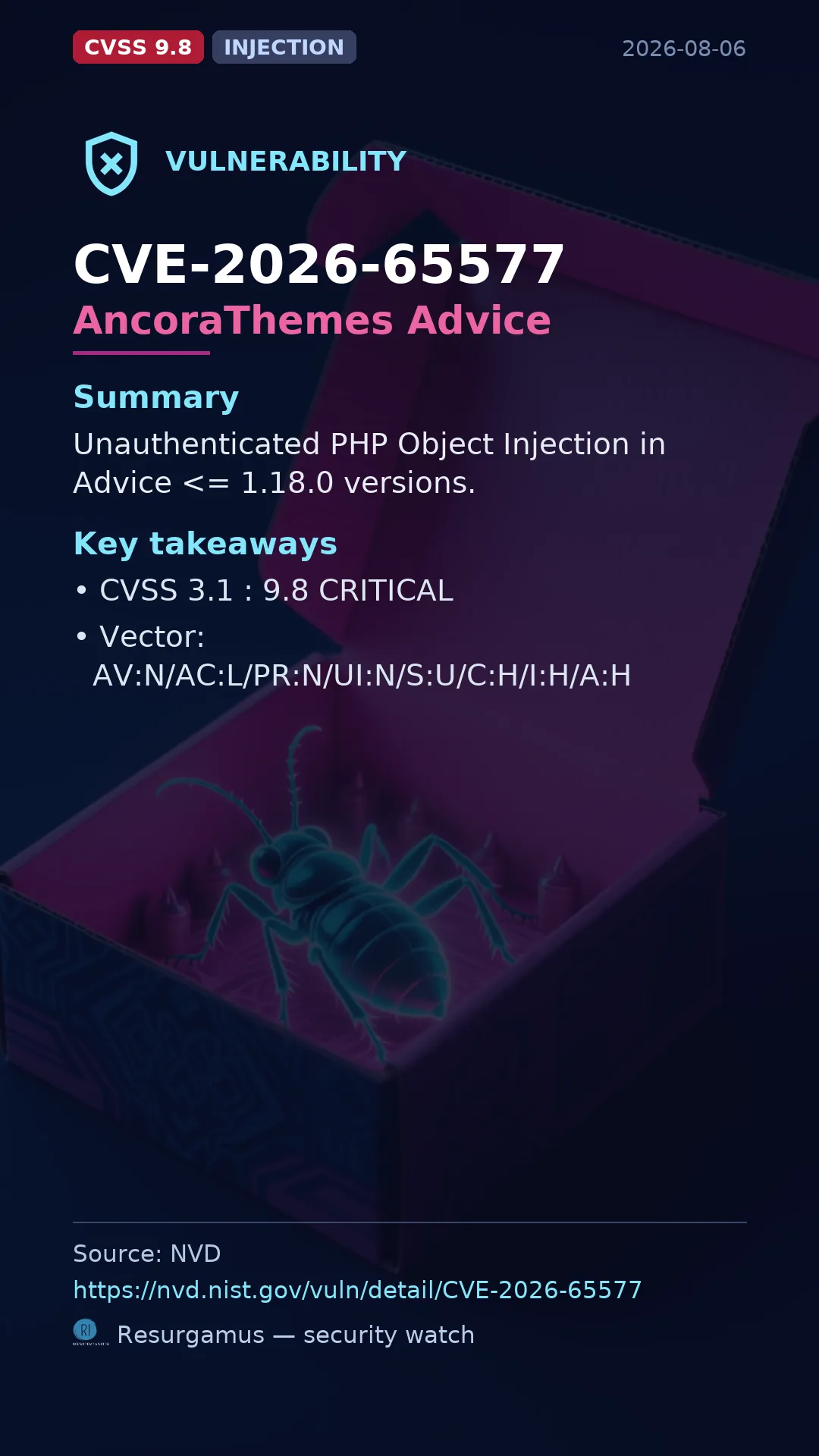 CVE-2026-65577 AncoraThemes Advice Vulnerability