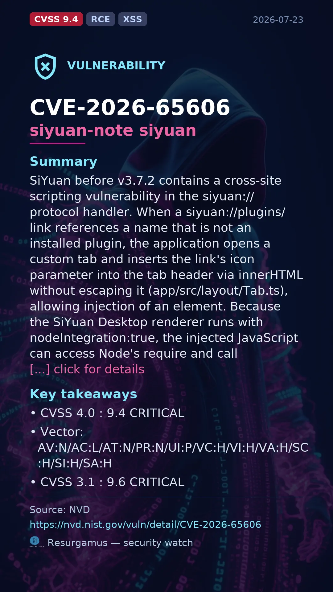 CVE-2026-65606 siyuan-note siyuan Vulnerability