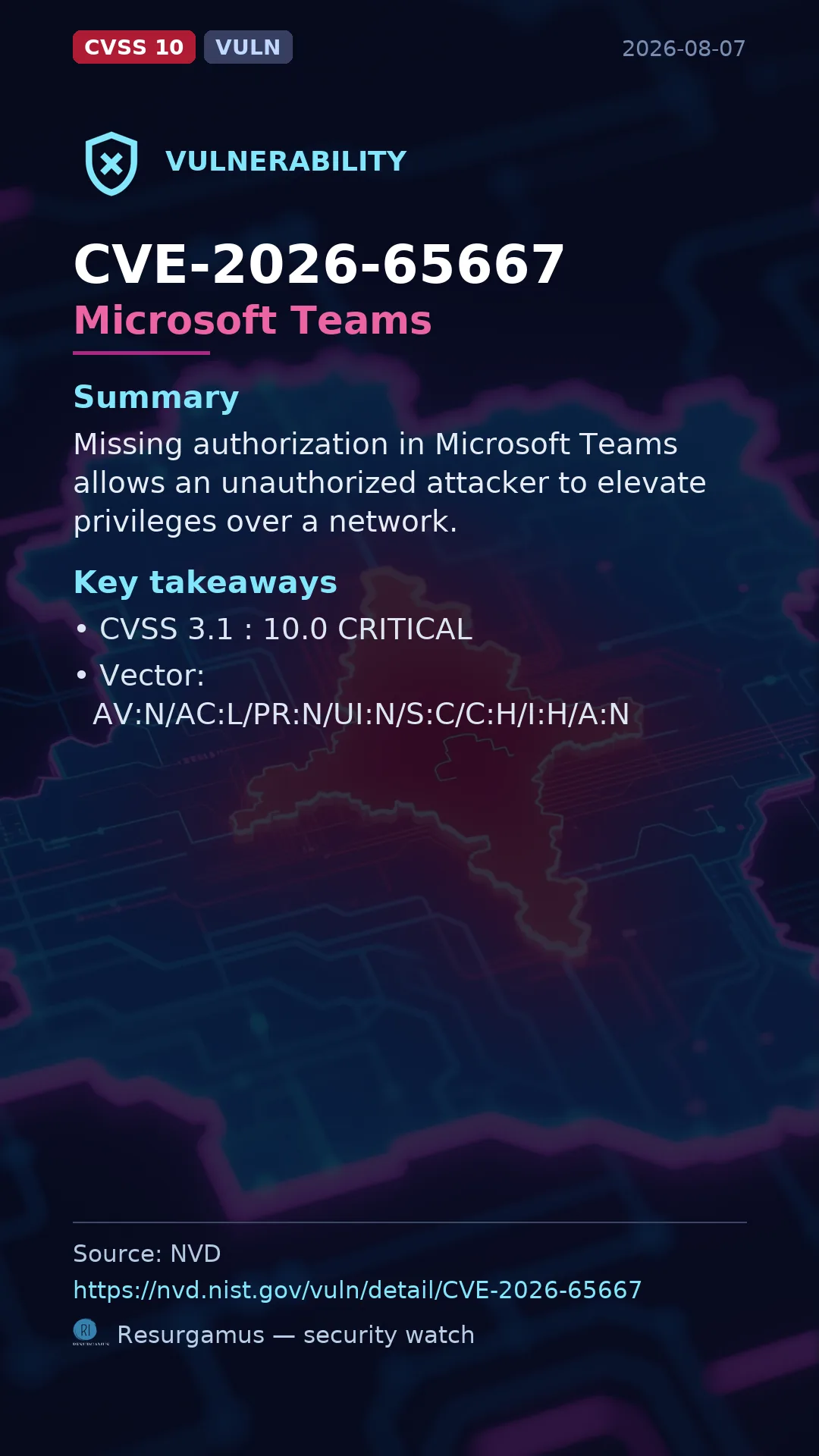 CVE-2026-65667 Microsoft Teams Vulnerability
