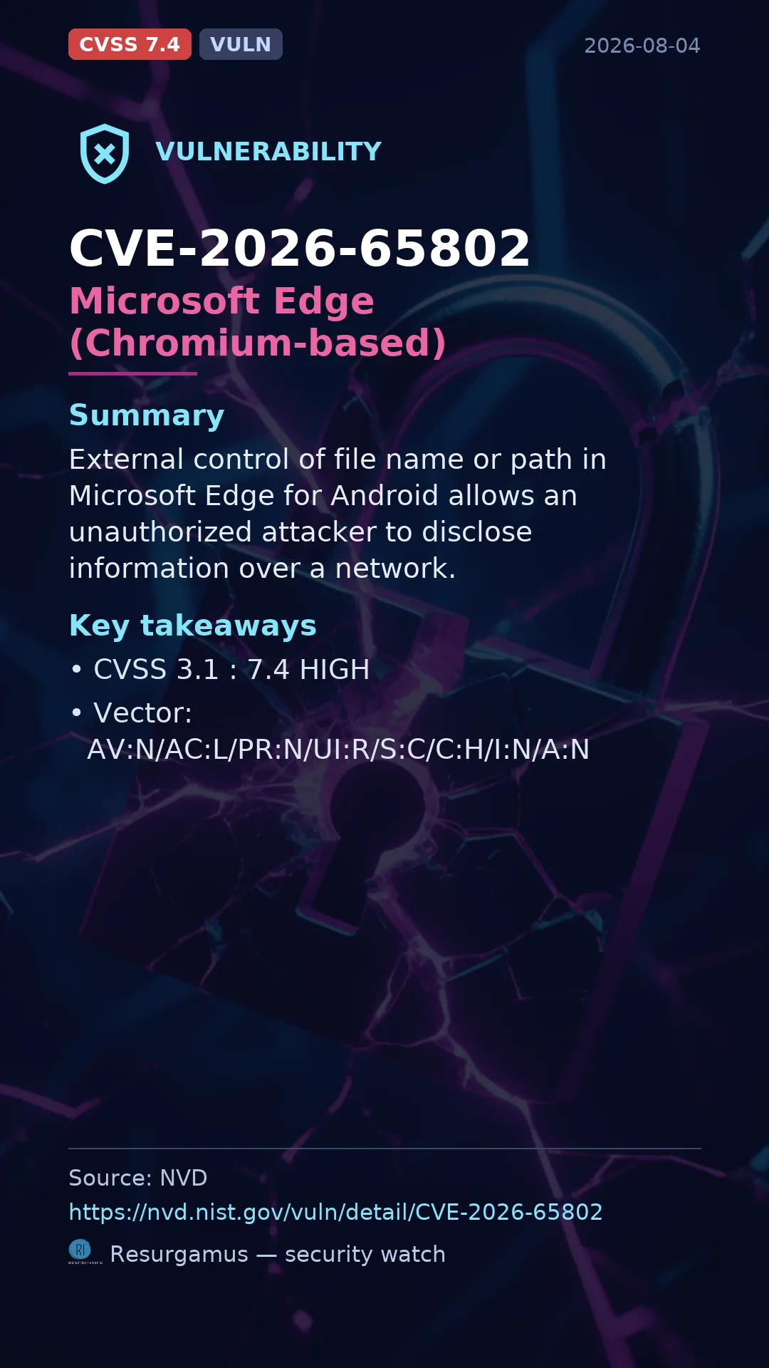 CVE-2026-65802 Microsoft Edge (Chromium-based) Vulnerability