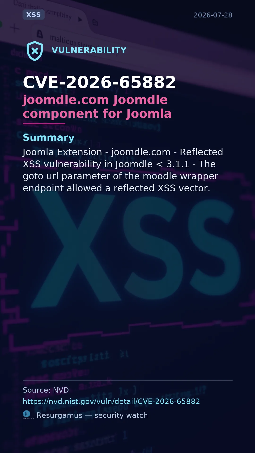 CVE-2026-65882 joomdle.com Joomdle component for Joomla Vulnerability