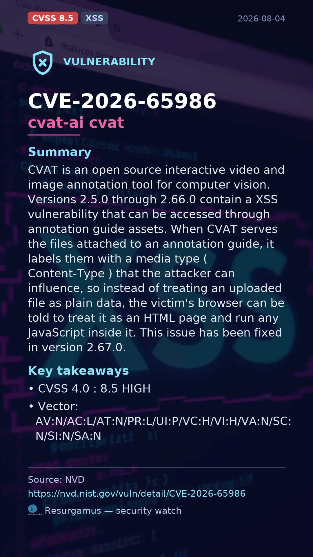 CVE-2026-65986 cvat-ai cvat Vulnerability