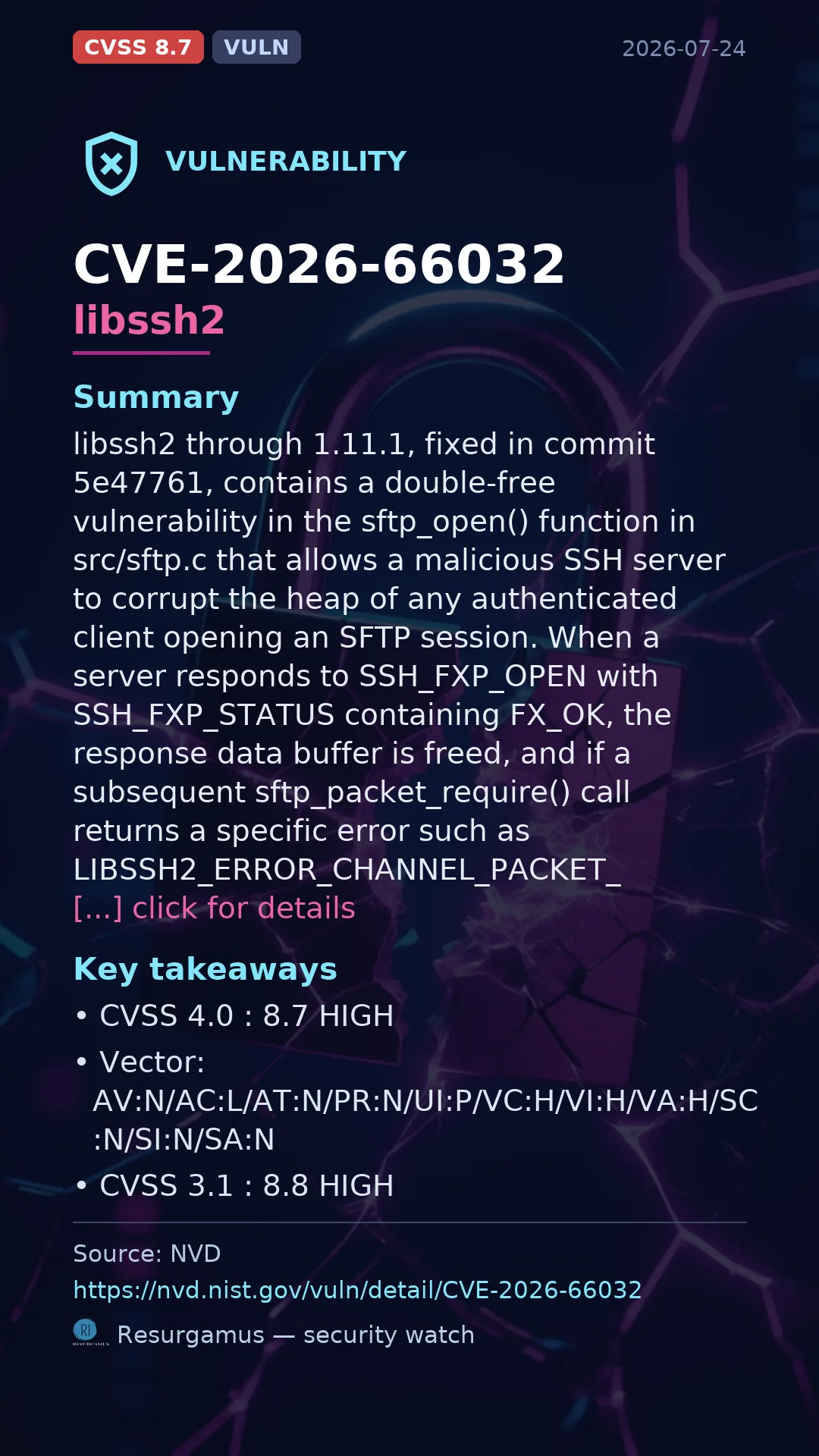 CVE-2026-66032 - libssh2 vulnerability