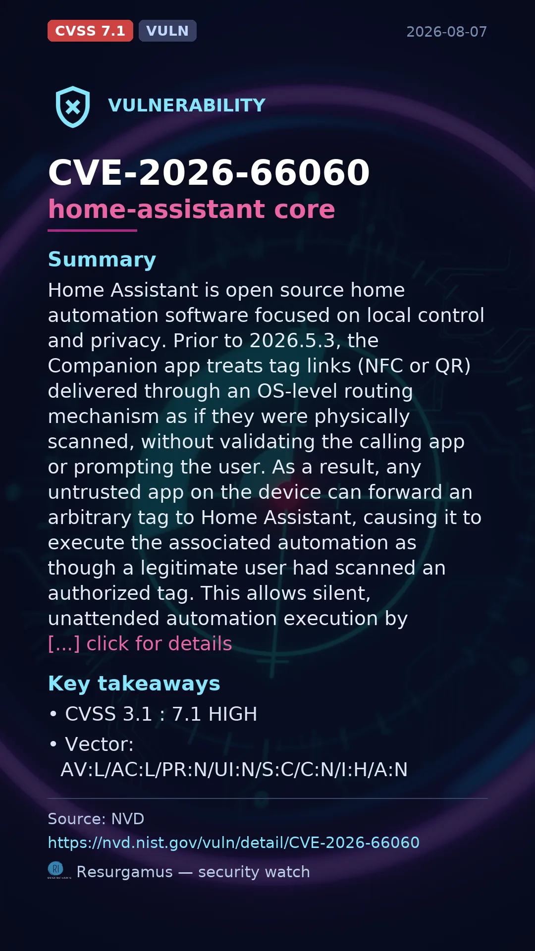 CVE-2026-66060 home-assistant core Vulnerability