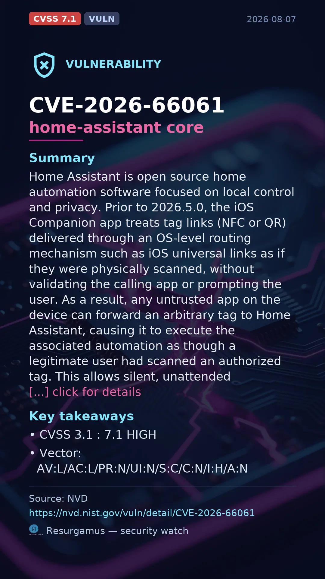 CVE-2026-66061 home-assistant core Vulnerability