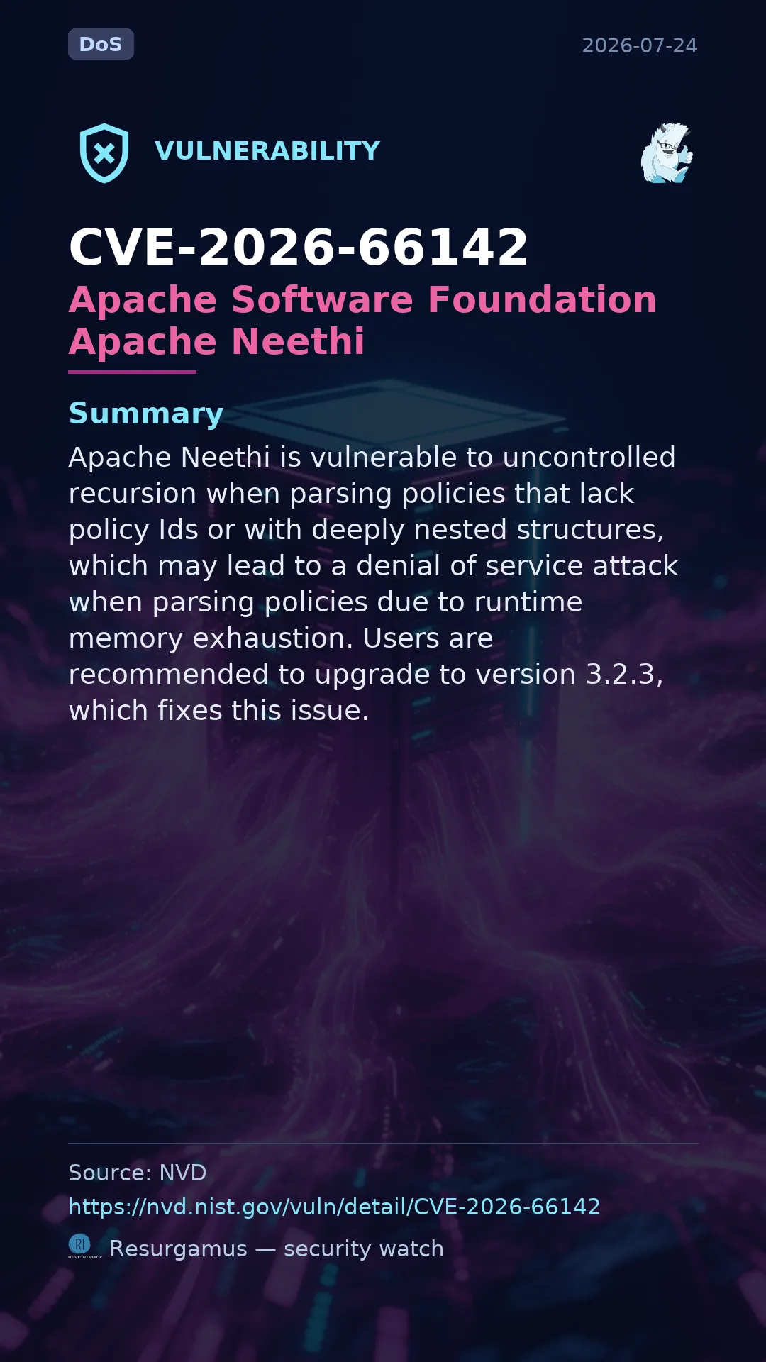 CVE-2026-66142 - Apache Software Foundation Apache Neethi vulnerability