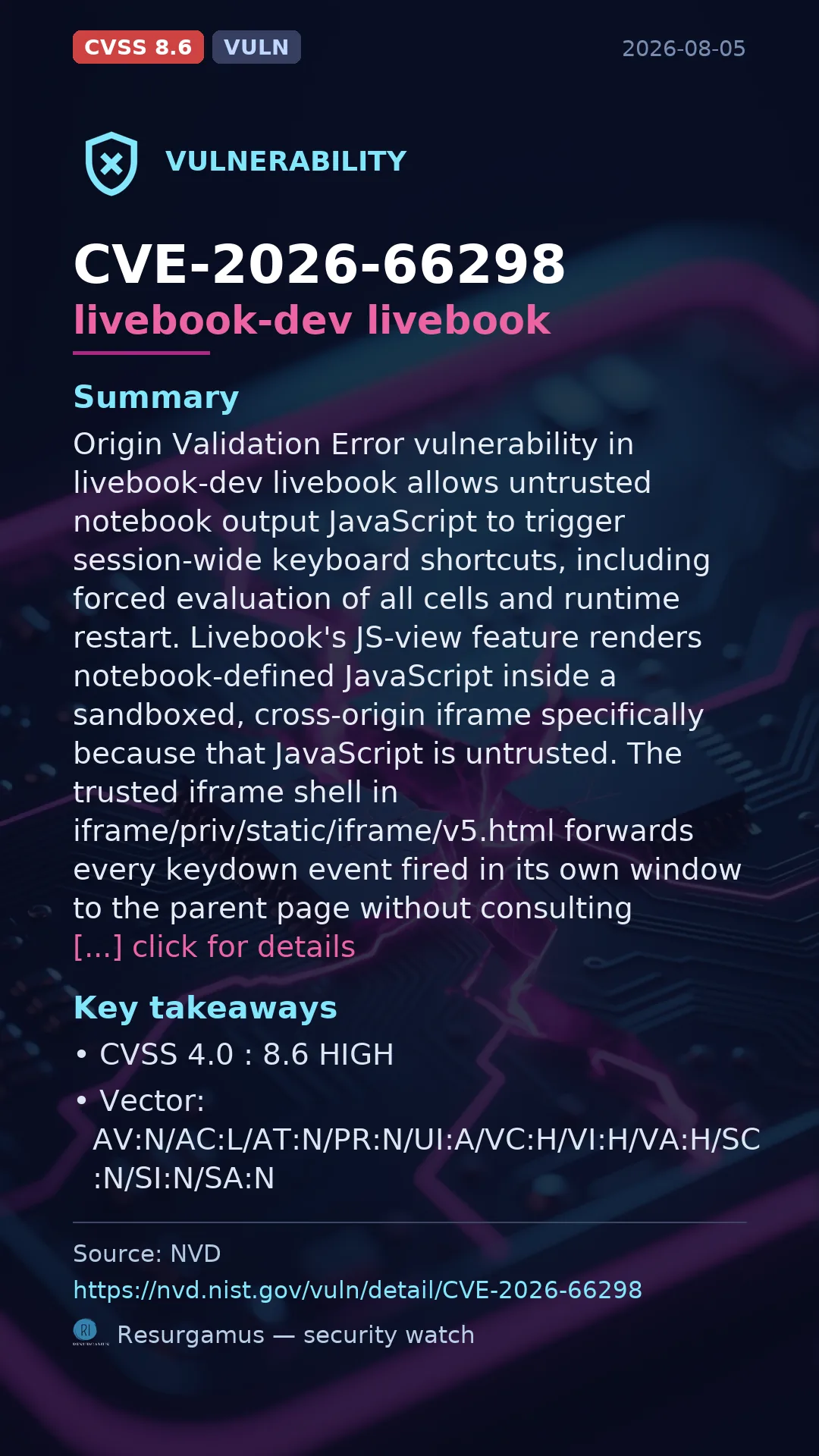 CVE-2026-66298 livebook-dev livebook Vulnerability