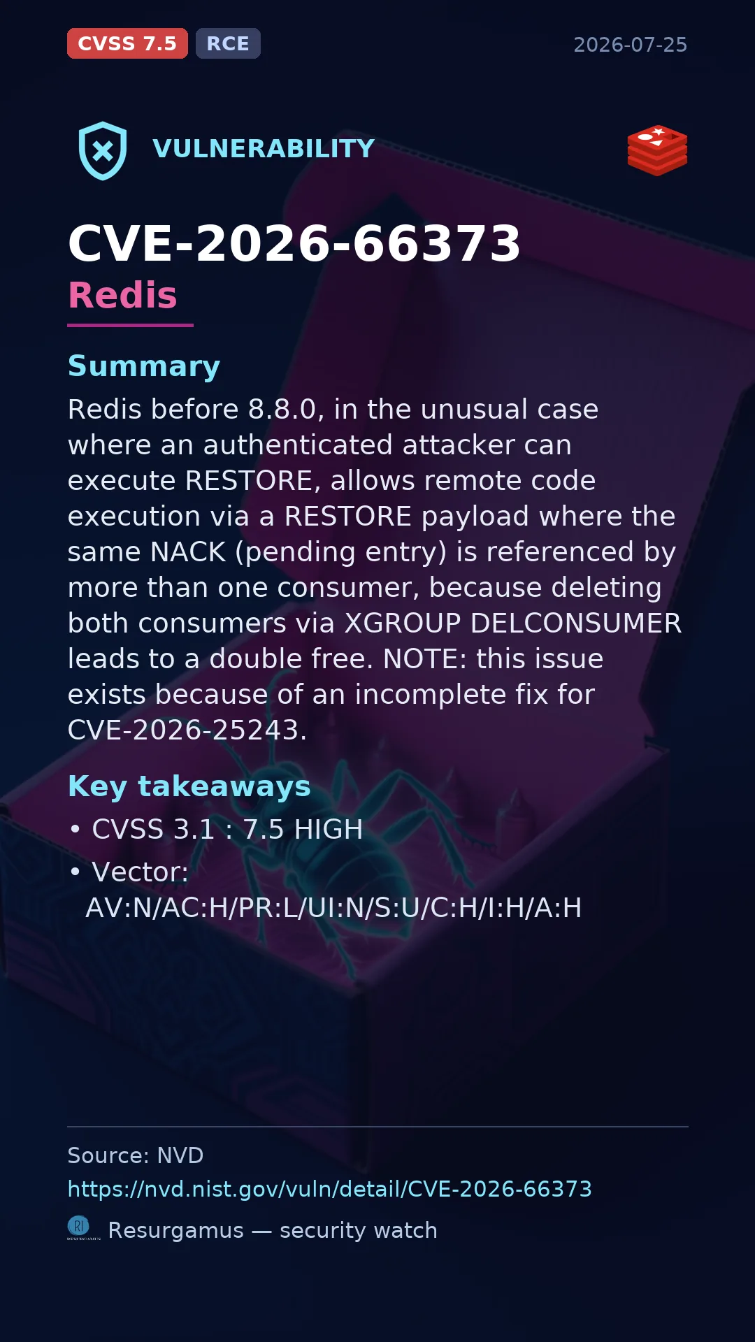 CVE-2026-66373 - Redis vulnerability