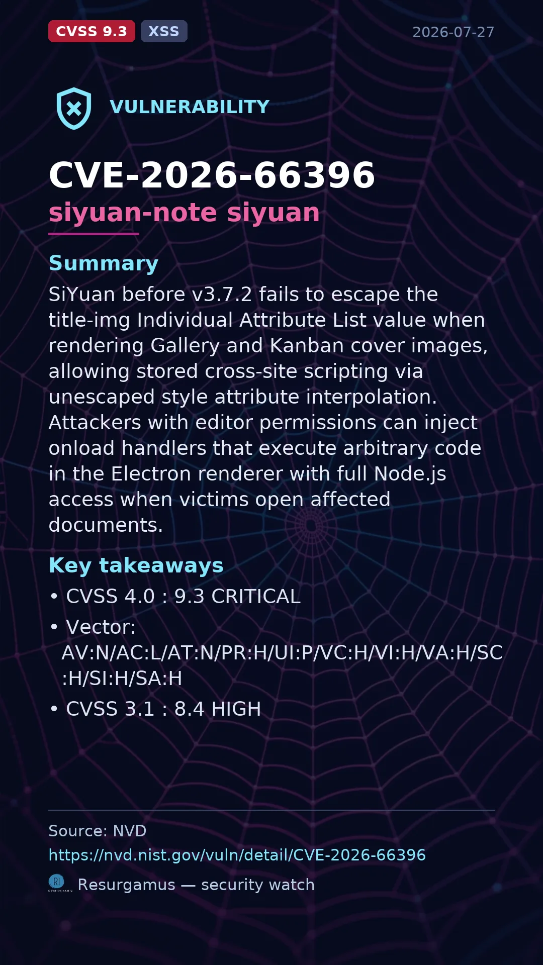 CVE-2026-66396 siyuan-note siyuan Vulnerability