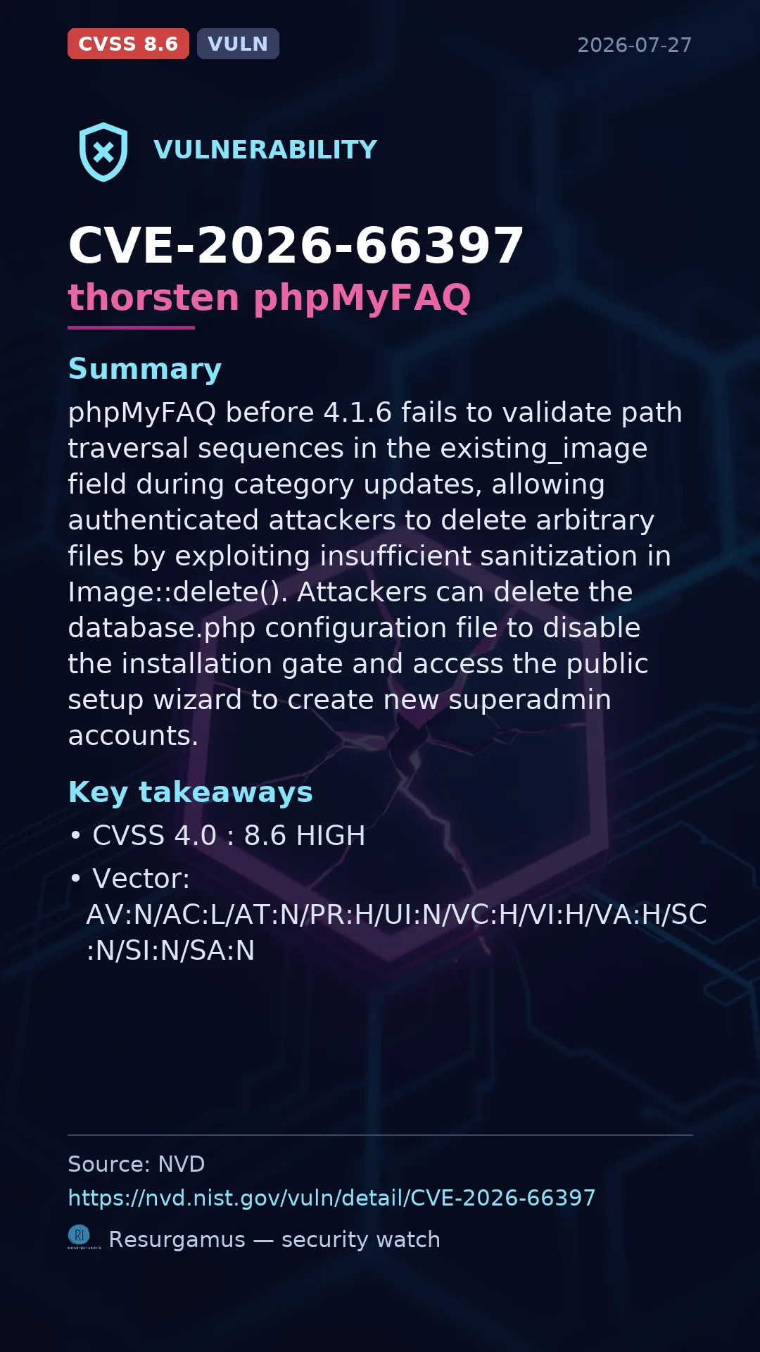 CVE-2026-66397 thorsten phpMyFAQ Vulnerability