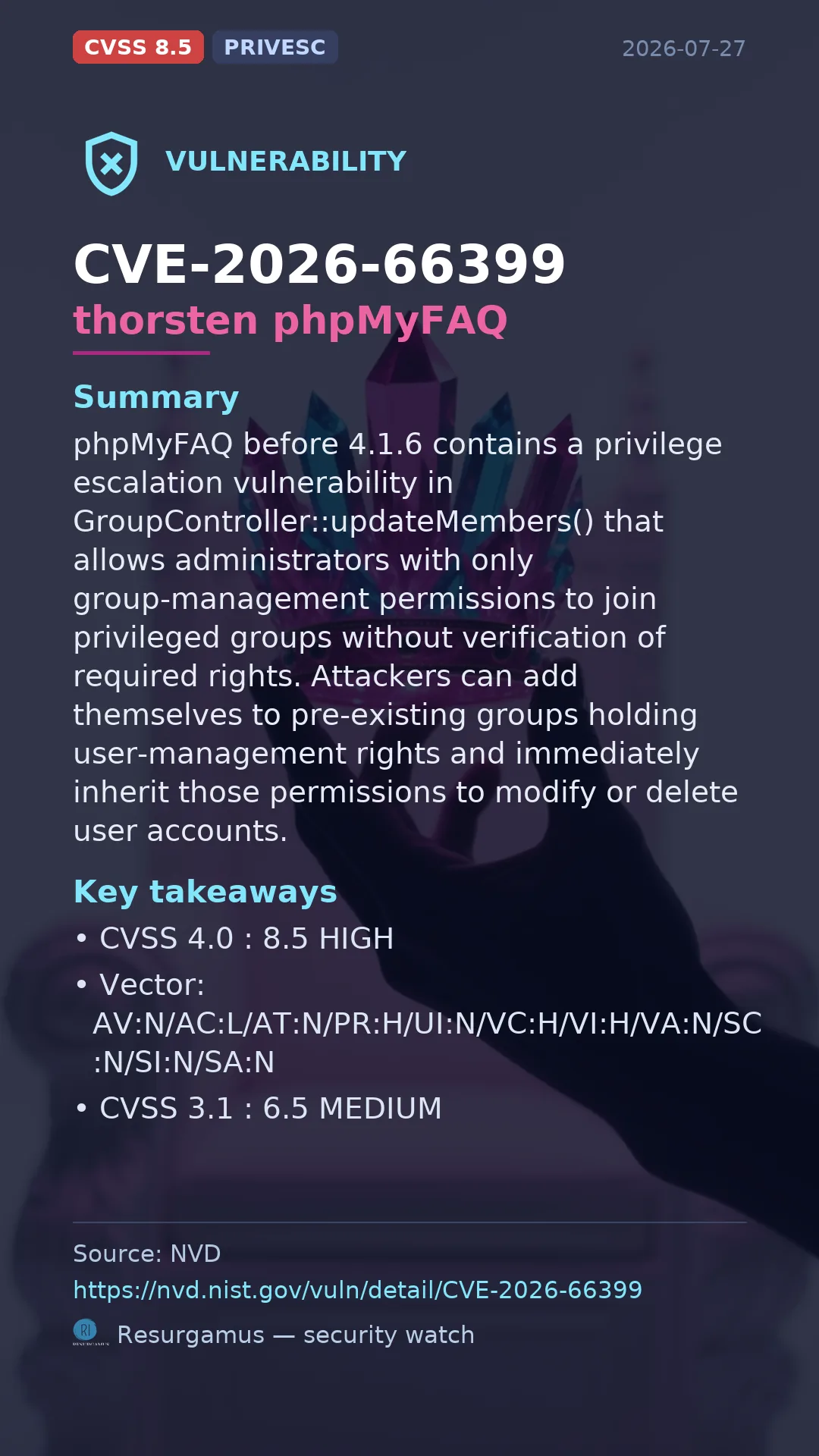 CVE-2026-66399 thorsten phpMyFAQ Vulnerability