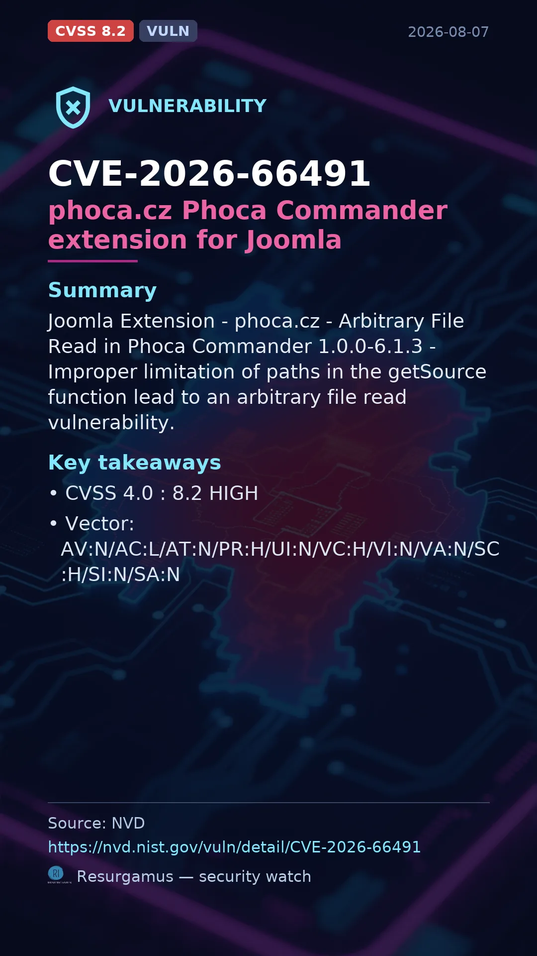 CVE-2026-66491 phoca.cz Phoca Commander extension for Joomla Vulnerability