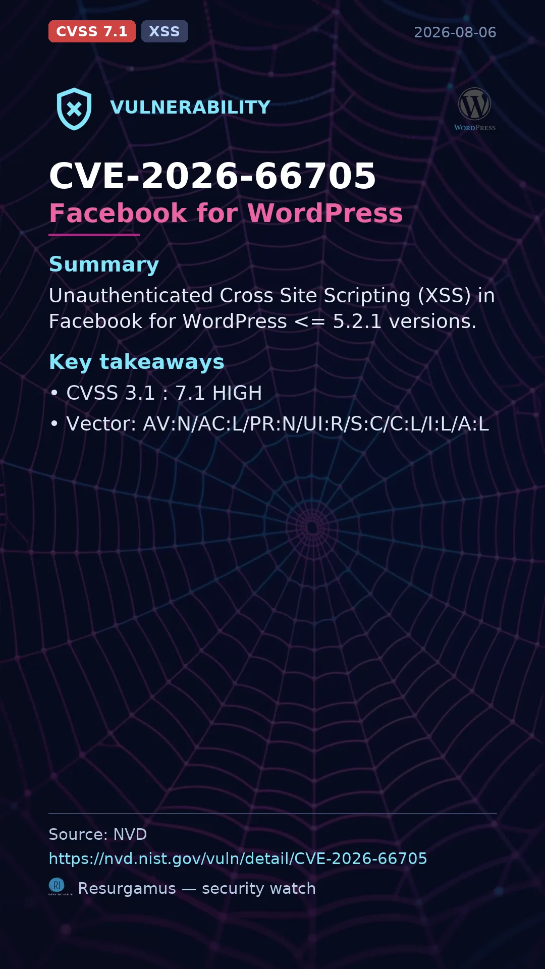 CVE-2026-66705 Facebook for WordPress Vulnerability