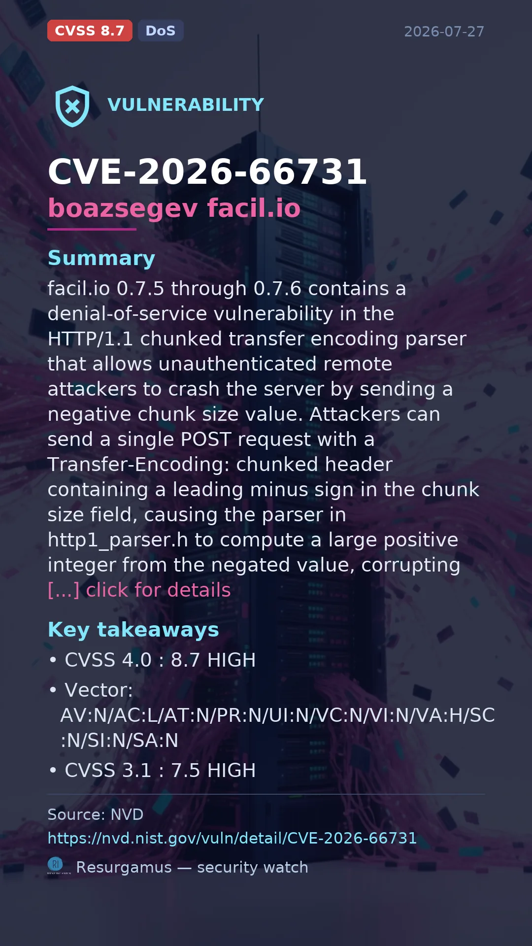 CVE-2026-66731 boazsegev facil.io Vulnerability
