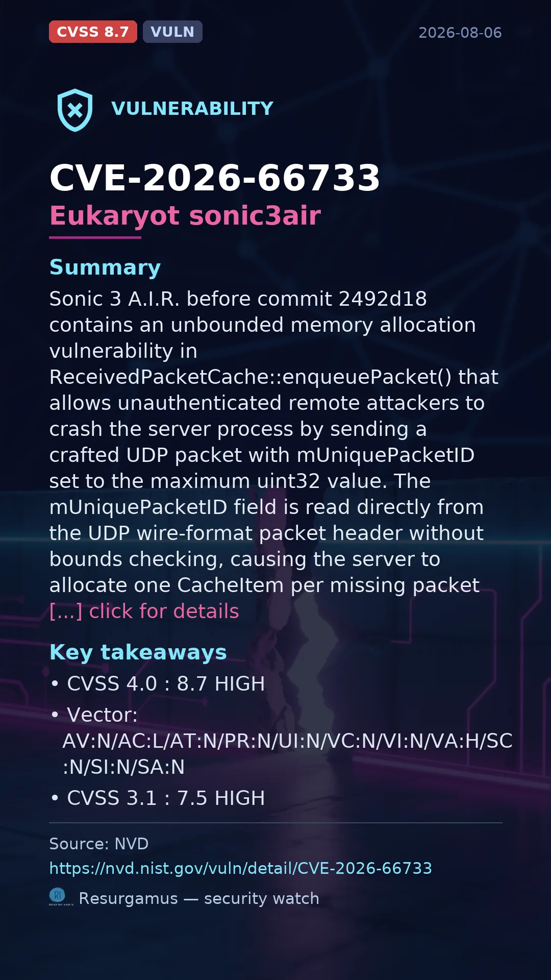 CVE-2026-66733 Eukaryot sonic3air Vulnerability