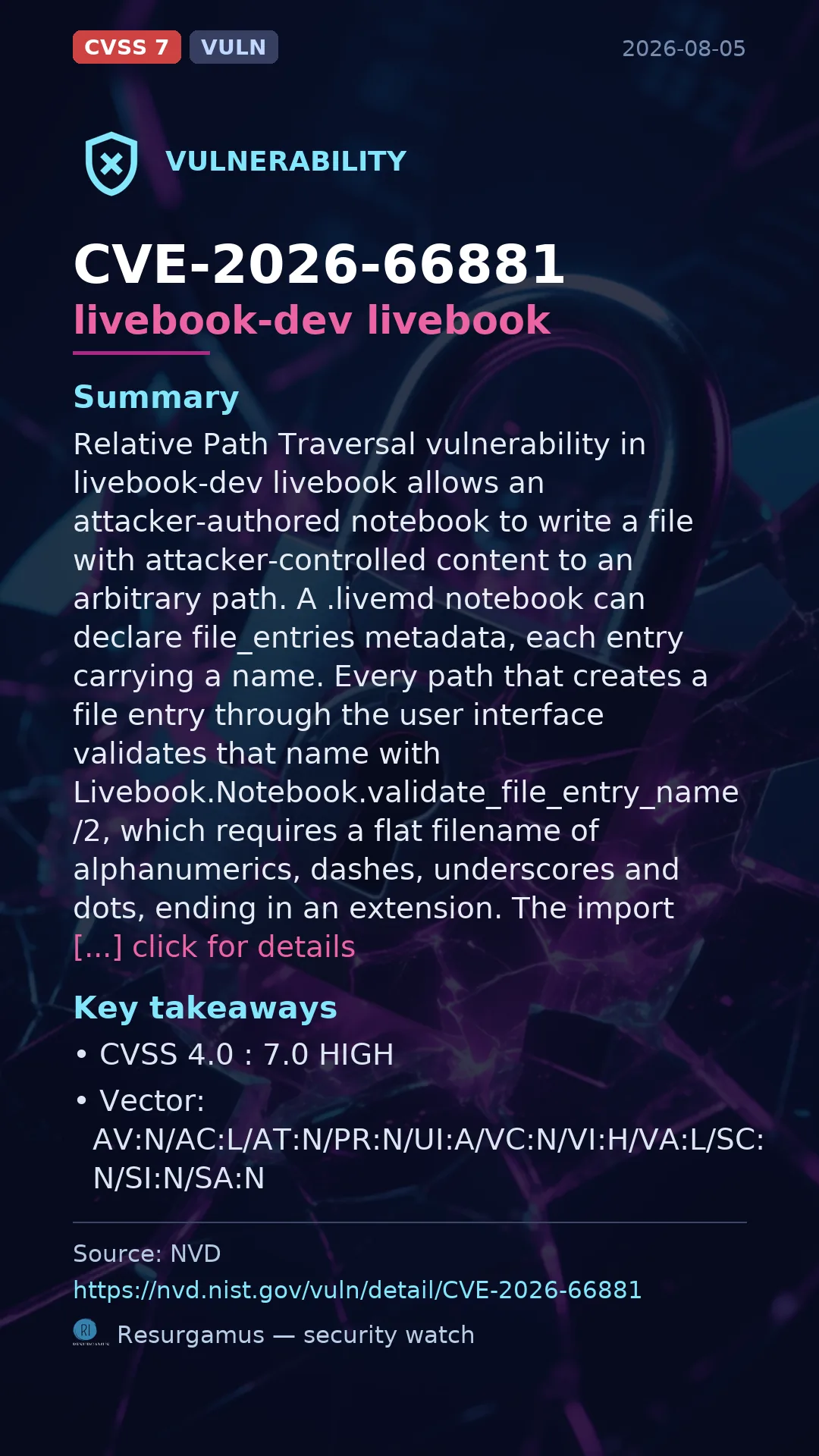 CVE-2026-66881 livebook-dev livebook Vulnerability