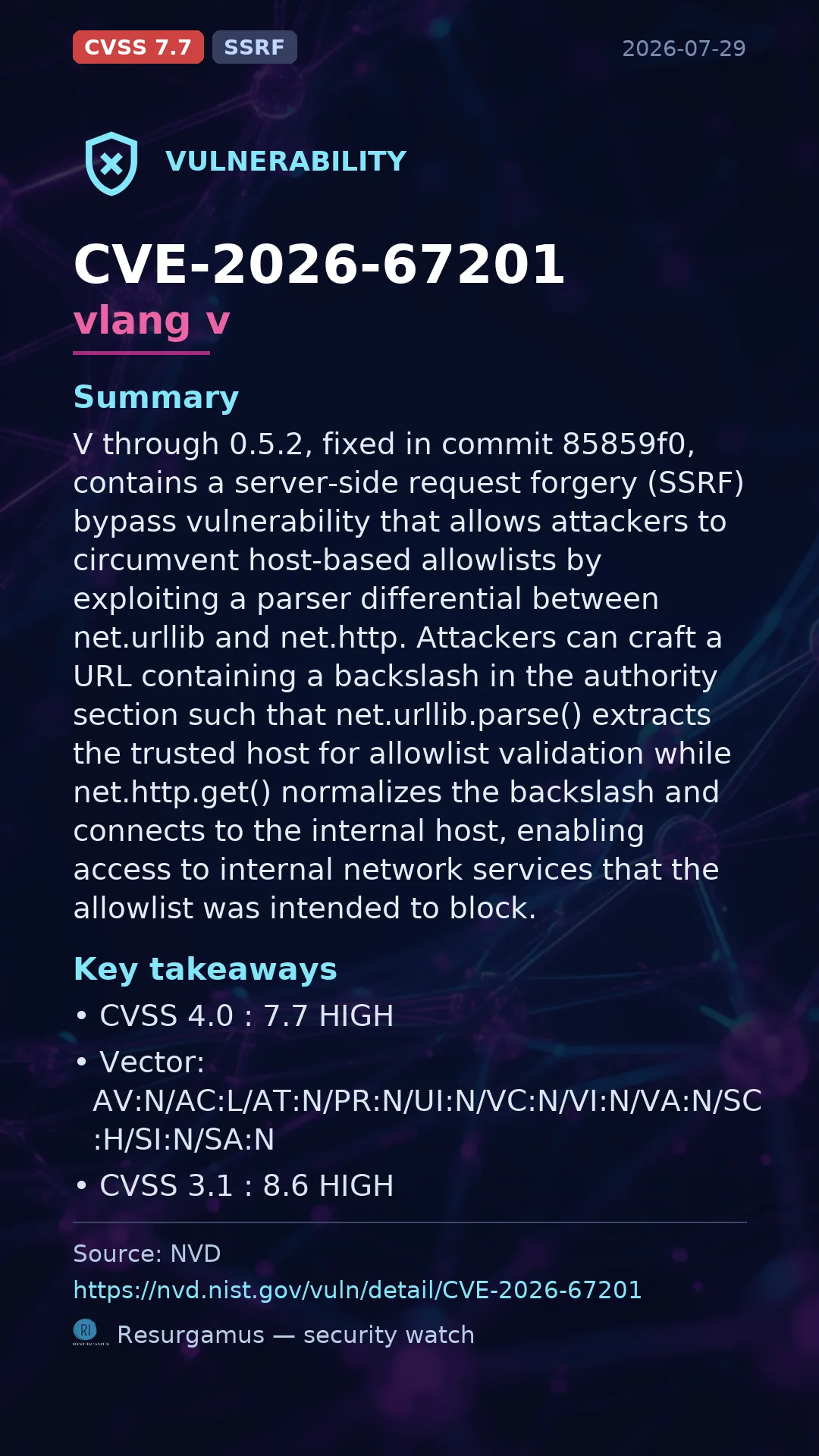 CVE-2026-67201 vlang v Vulnerability