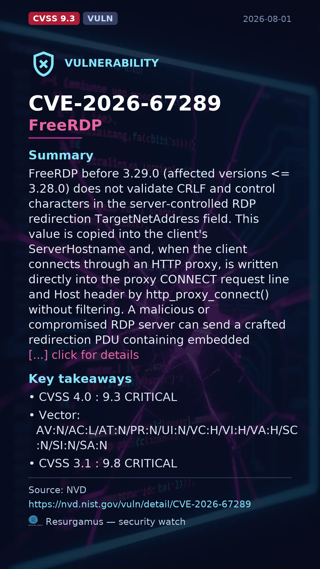 CVE-2026-67289 FreeRDP Vulnerability