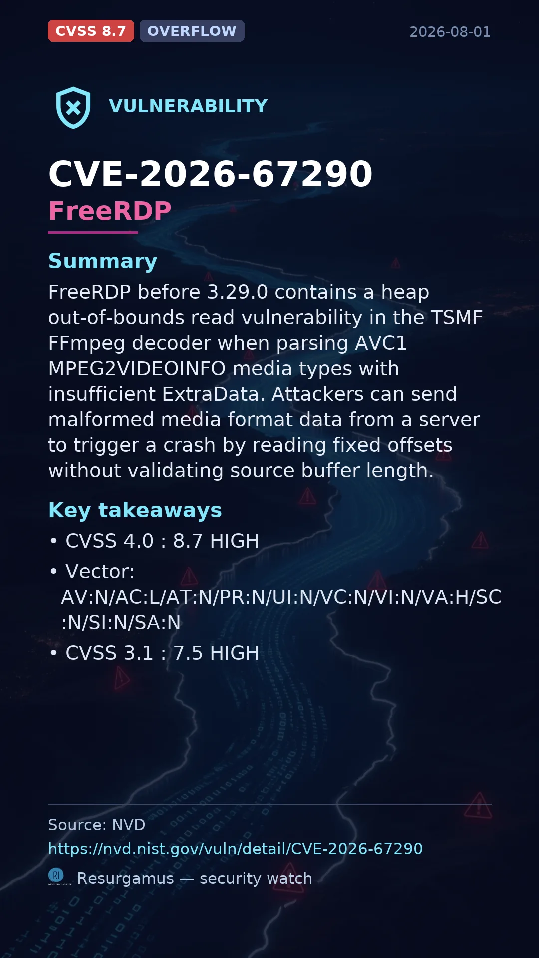 CVE-2026-67290 FreeRDP Vulnerability