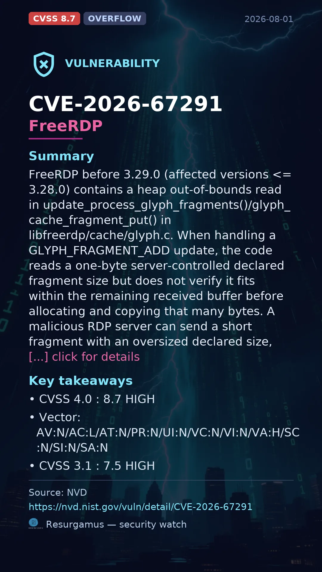 CVE-2026-67291 FreeRDP Vulnerability