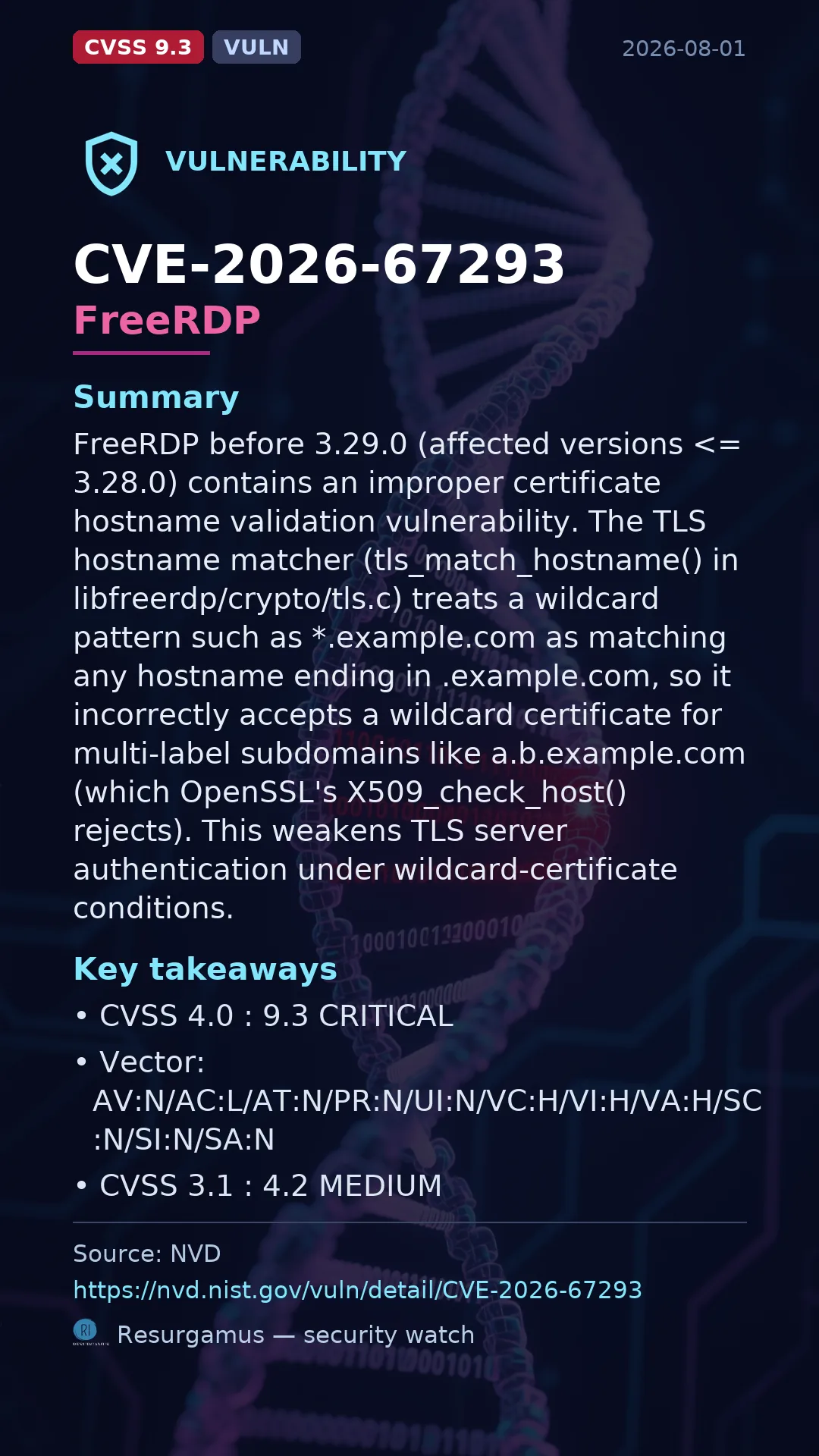 CVE-2026-67293 FreeRDP Vulnerability
