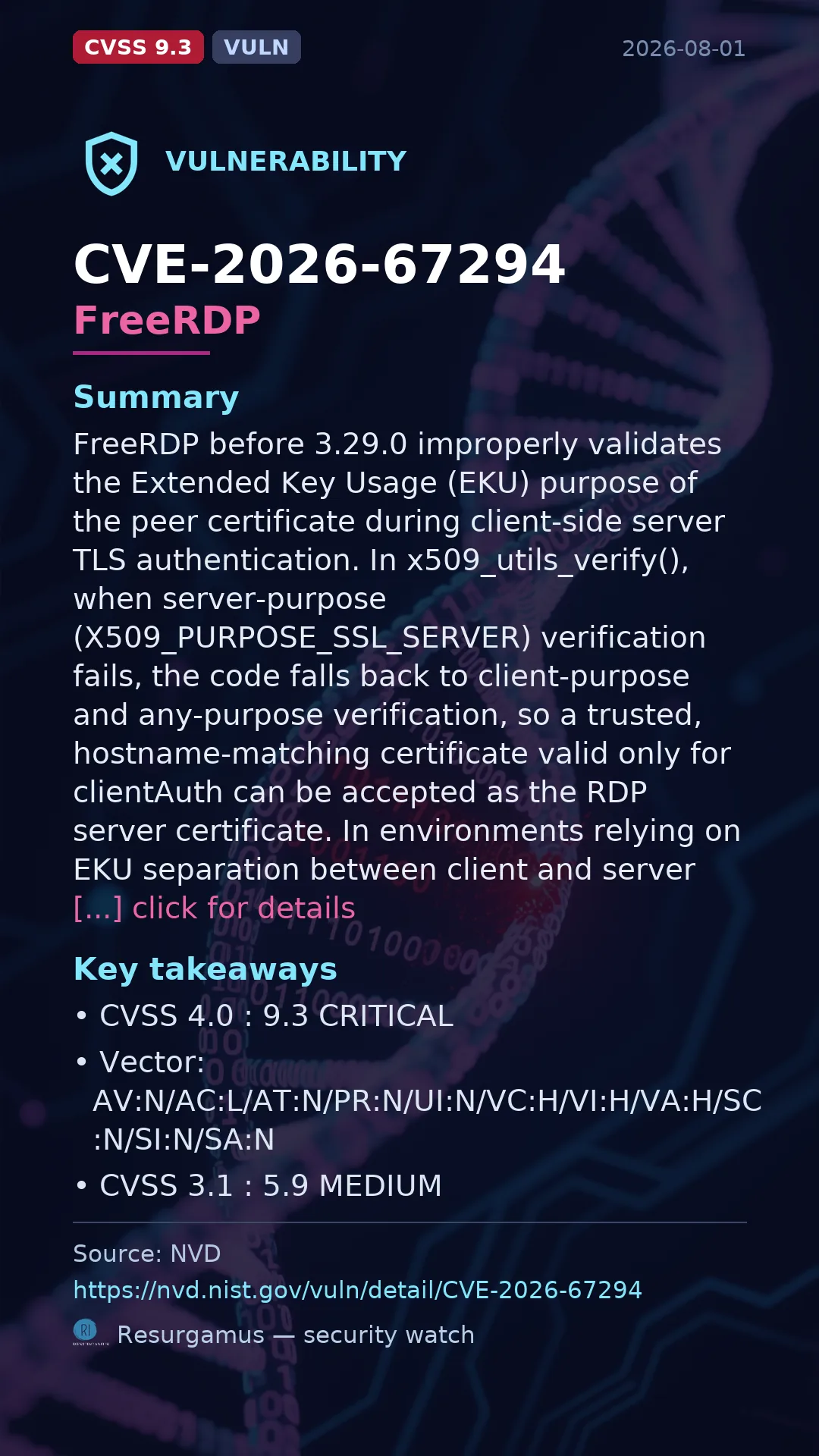 CVE-2026-67294 FreeRDP Vulnerability