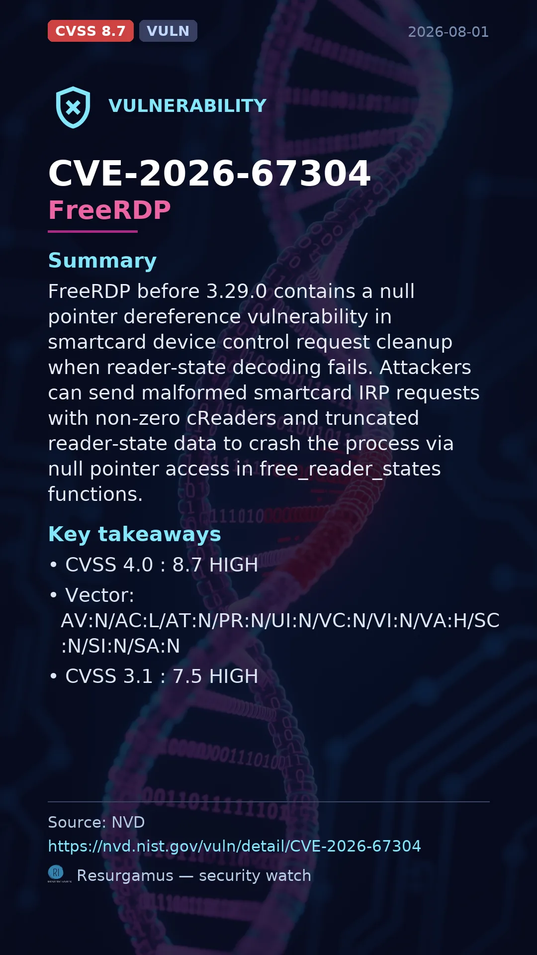 CVE-2026-67304 FreeRDP Vulnerability