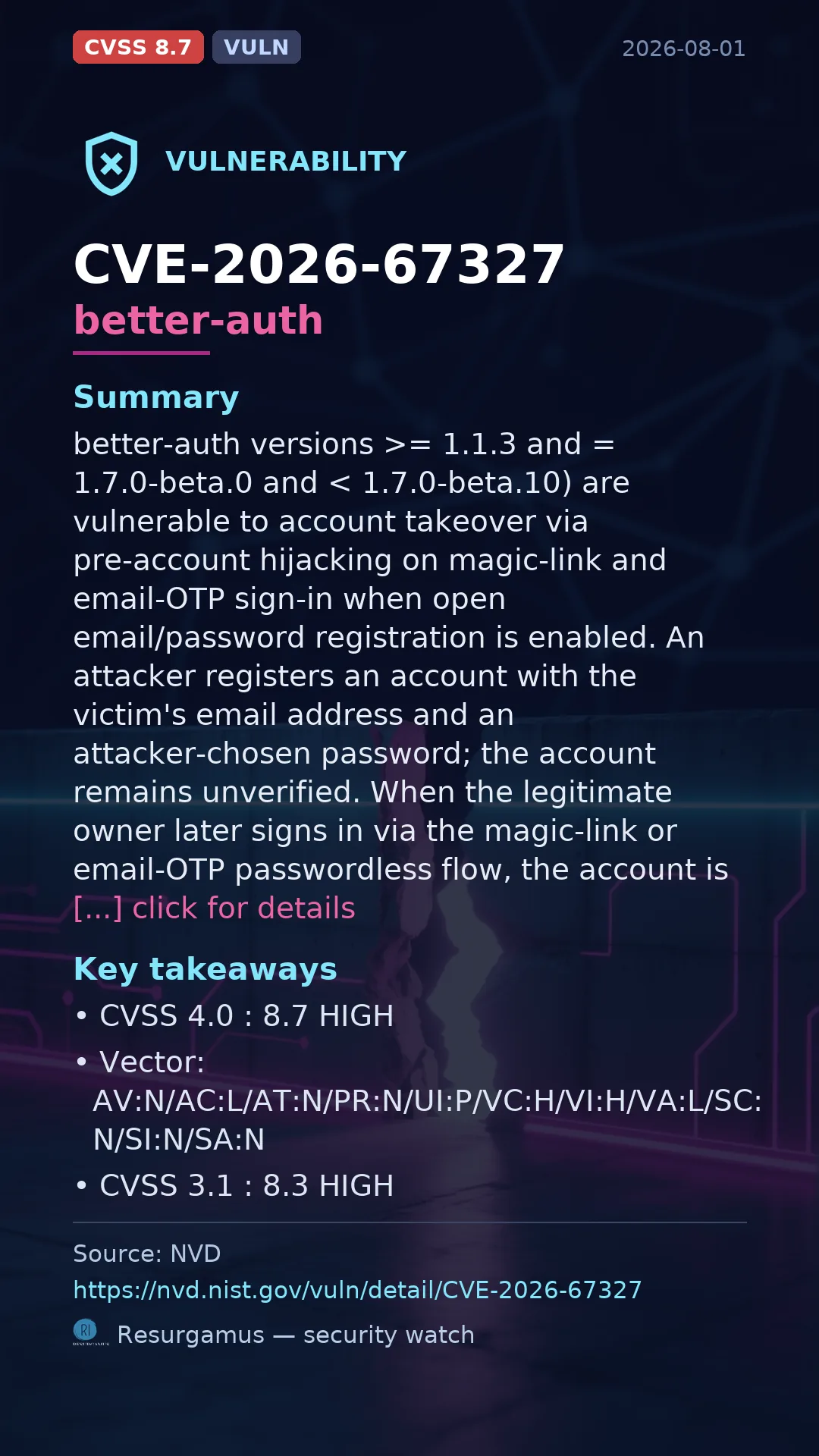 CVE-2026-67327 better-auth Vulnerability