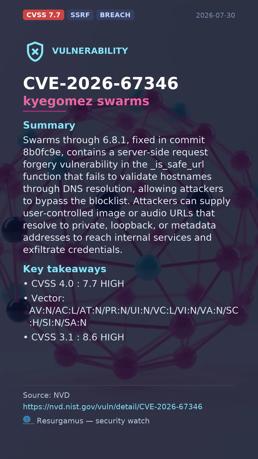 CVE-2026-67346 kyegomez swarms Vulnerability