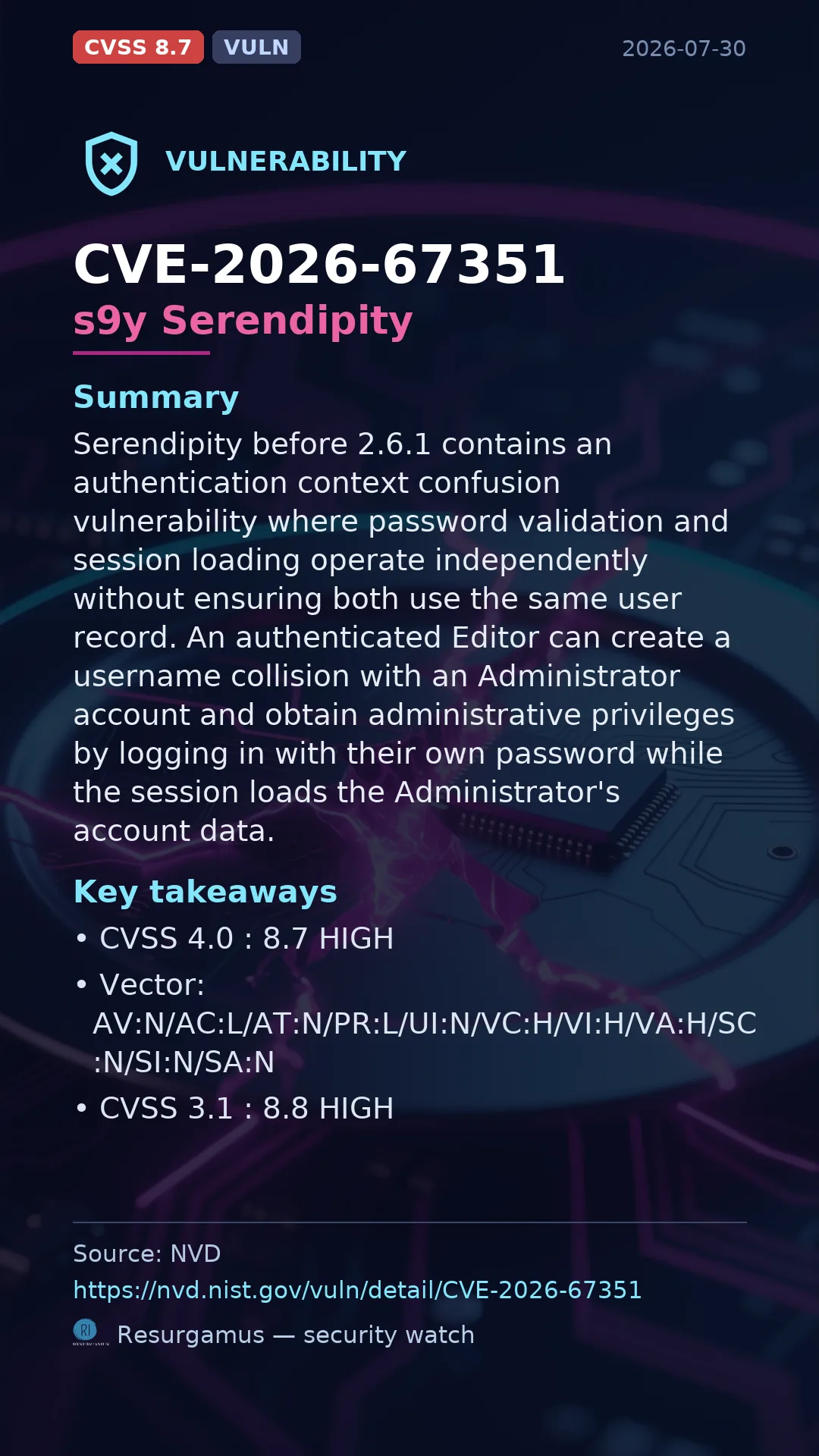 CVE-2026-67351 s9y Serendipity Vulnerability