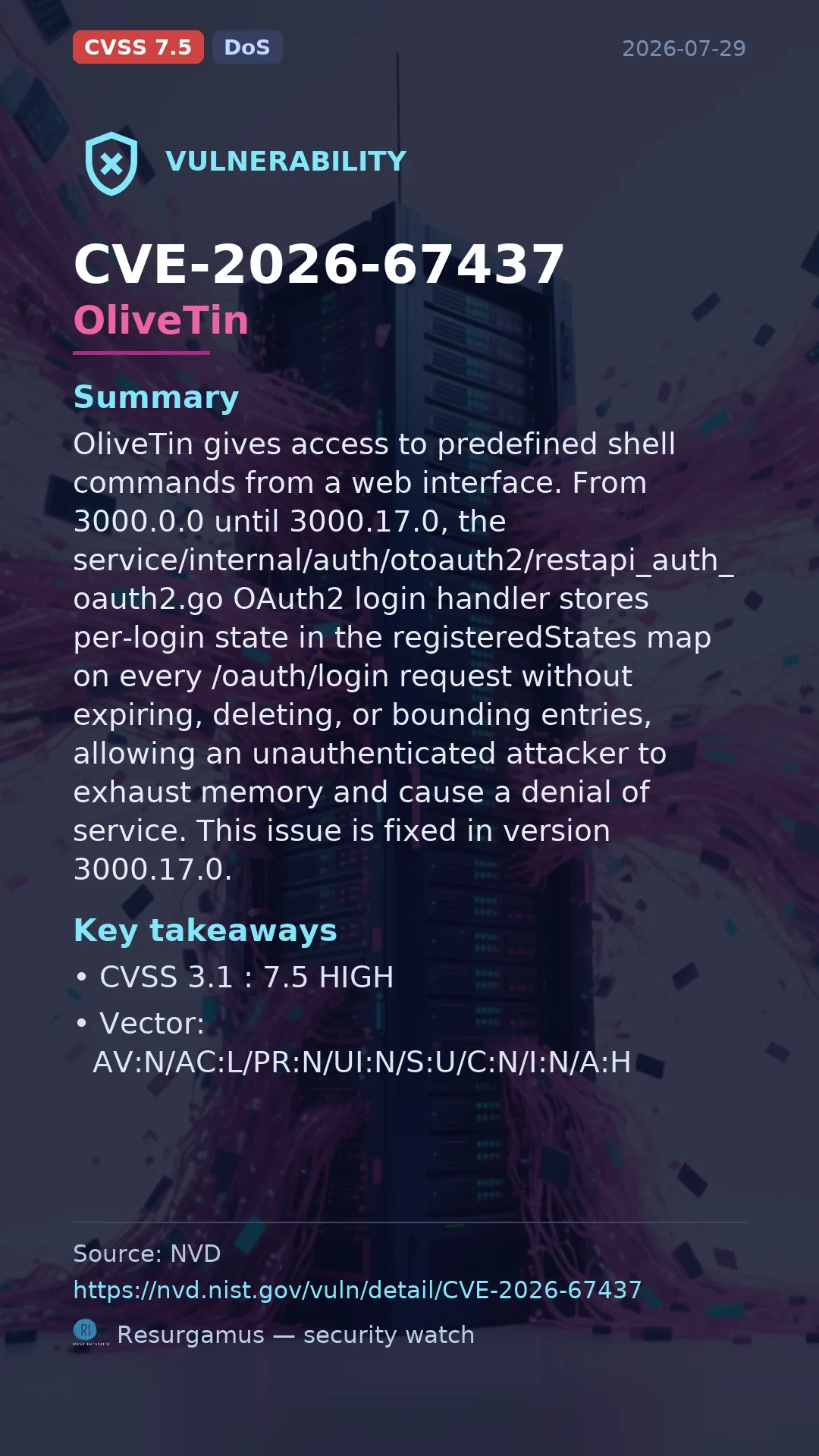 CVE-2026-67437 OliveTin Vulnerability