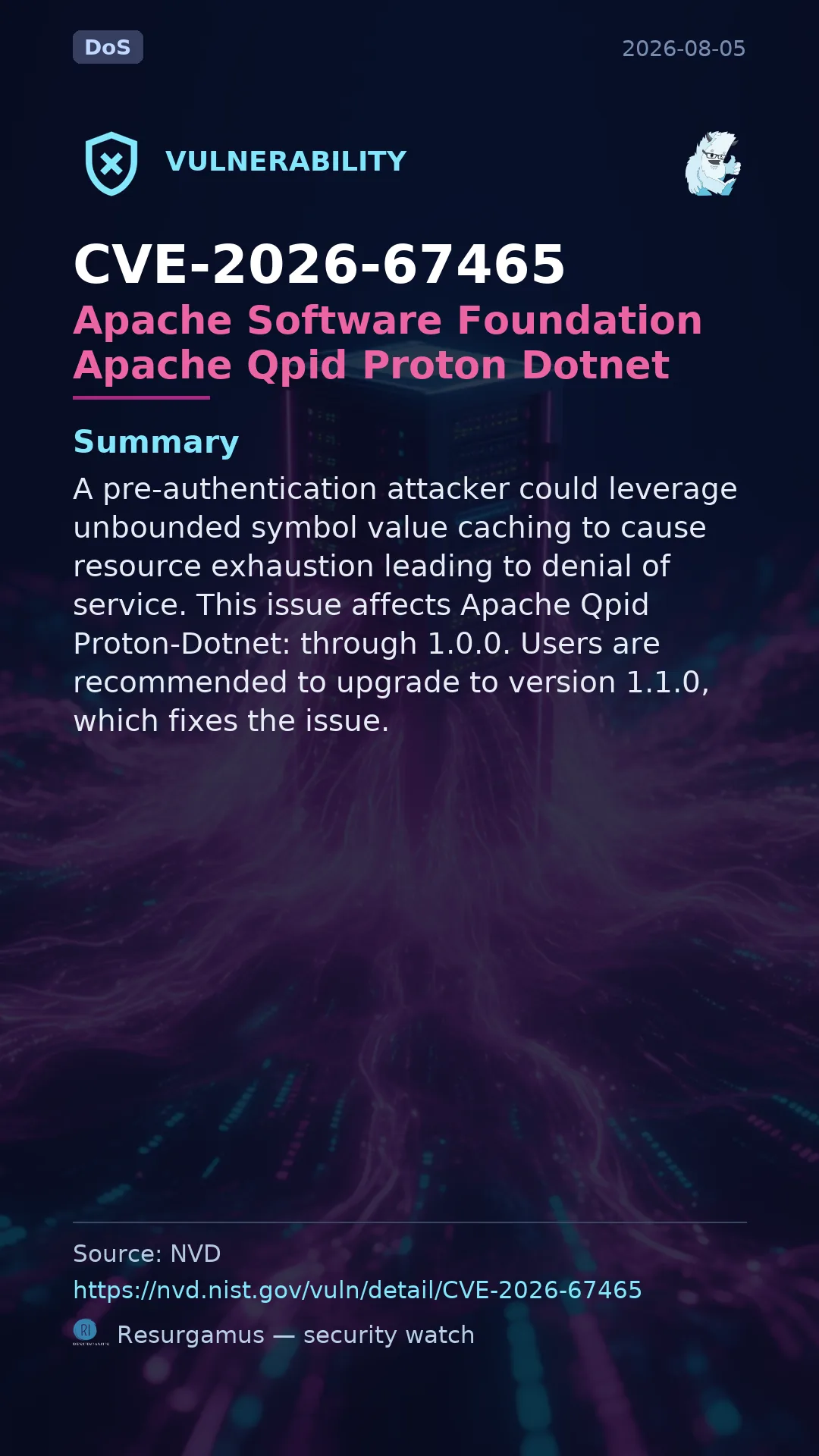 CVE-2026-67465 Apache Software Foundation Apache Qpid Proton Dotnet Vulnerability