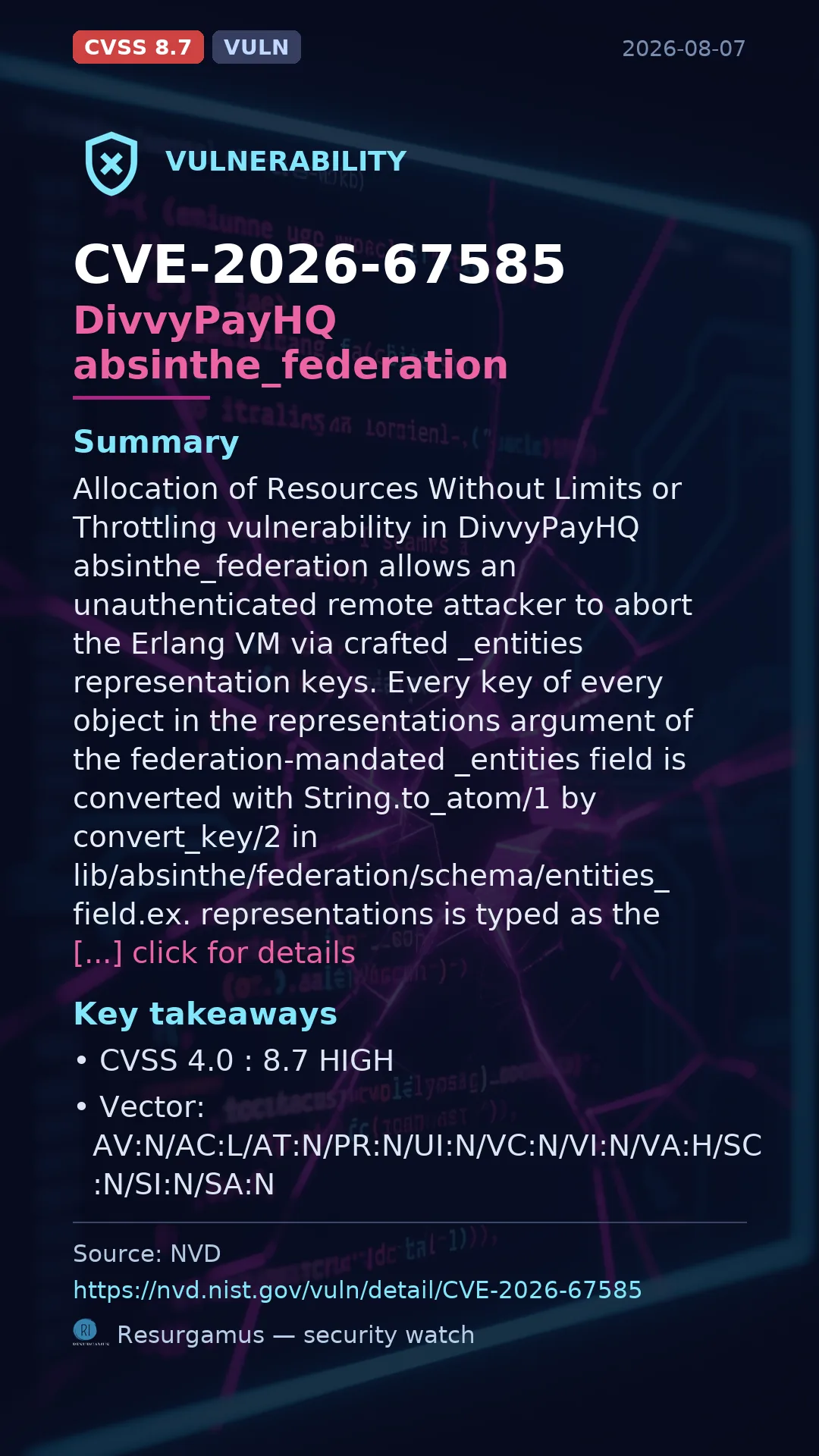 CVE-2026-67585 DivvyPayHQ absinthe_federation Vulnerability