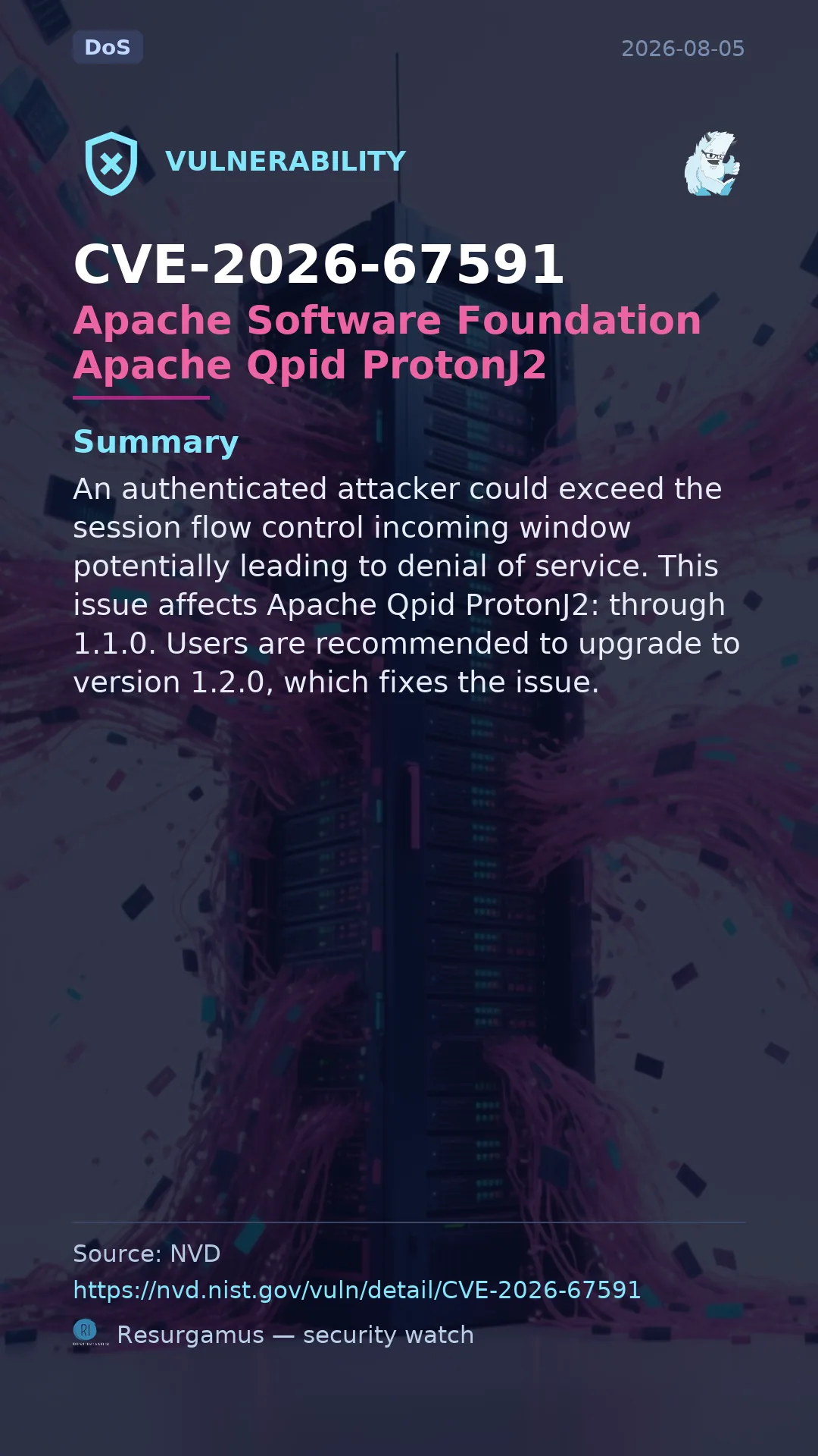 CVE-2026-67591 Apache Software Foundation Apache Qpid ProtonJ2 Vulnerability