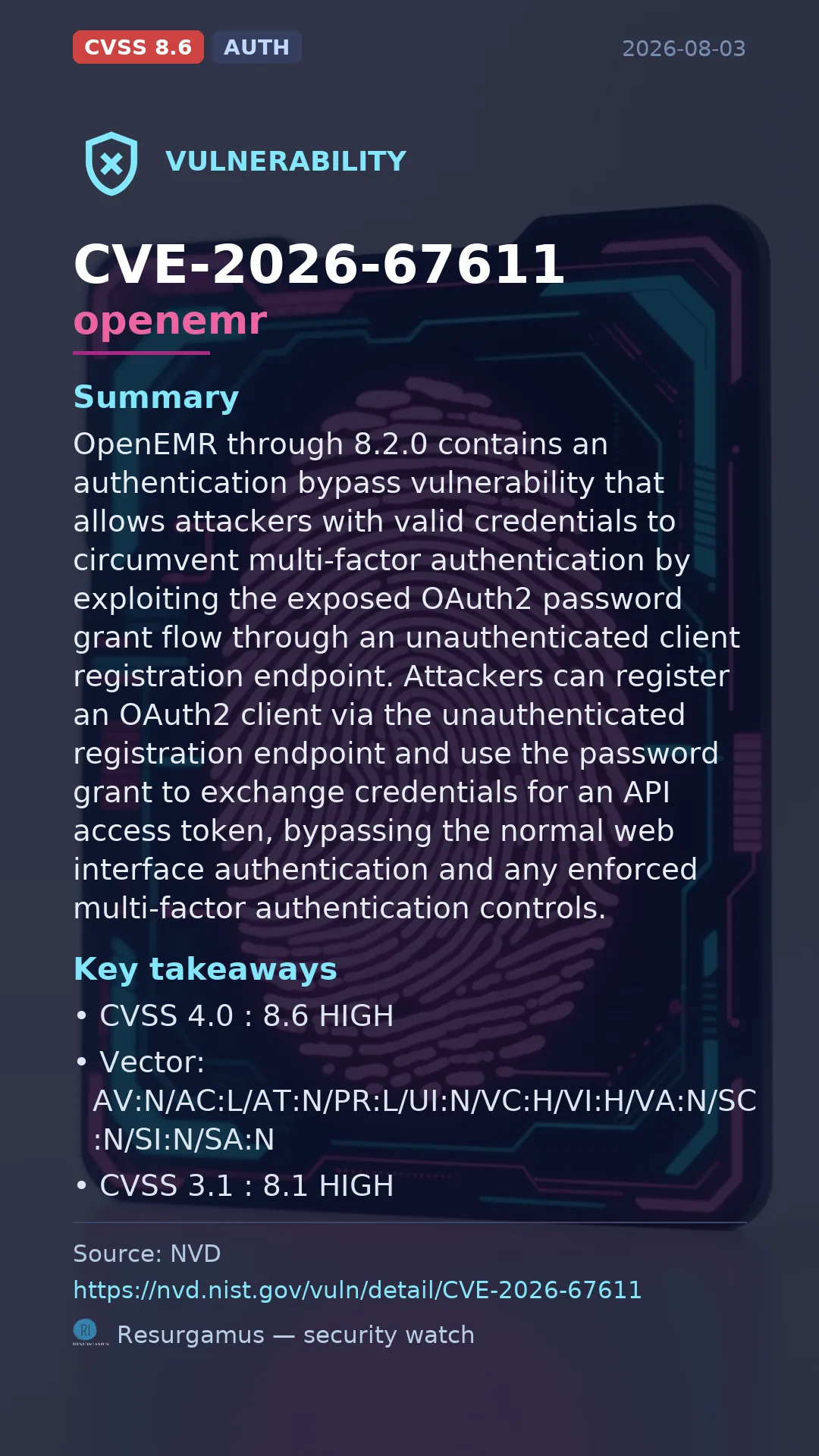 CVE-2026-67611 openemr Vulnerability