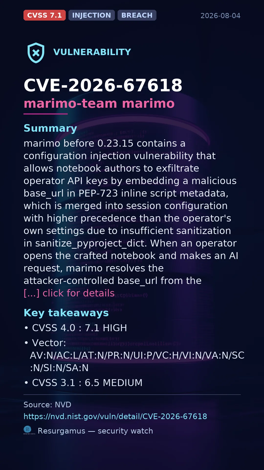 CVE-2026-67618 marimo-team marimo Vulnerability