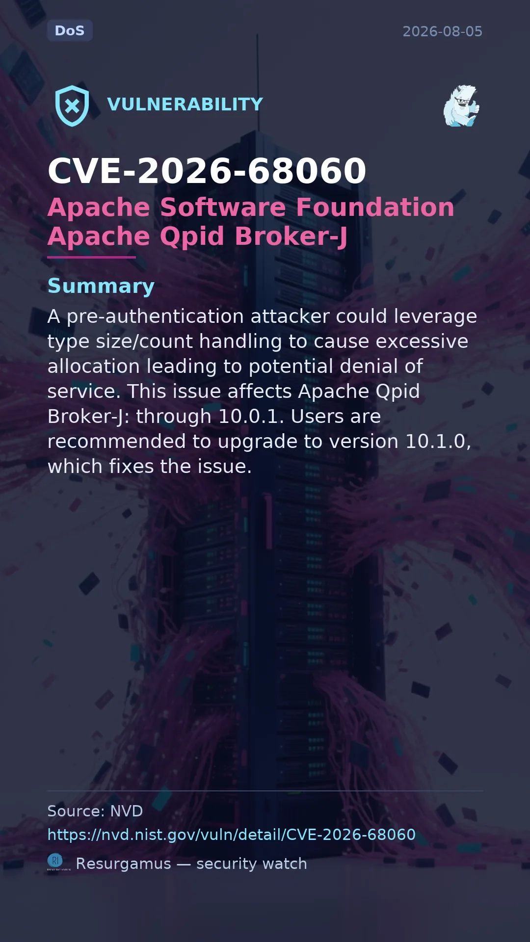 CVE-2026-68060 Apache Software Foundation Apache Qpid Broker-J Vulnerability