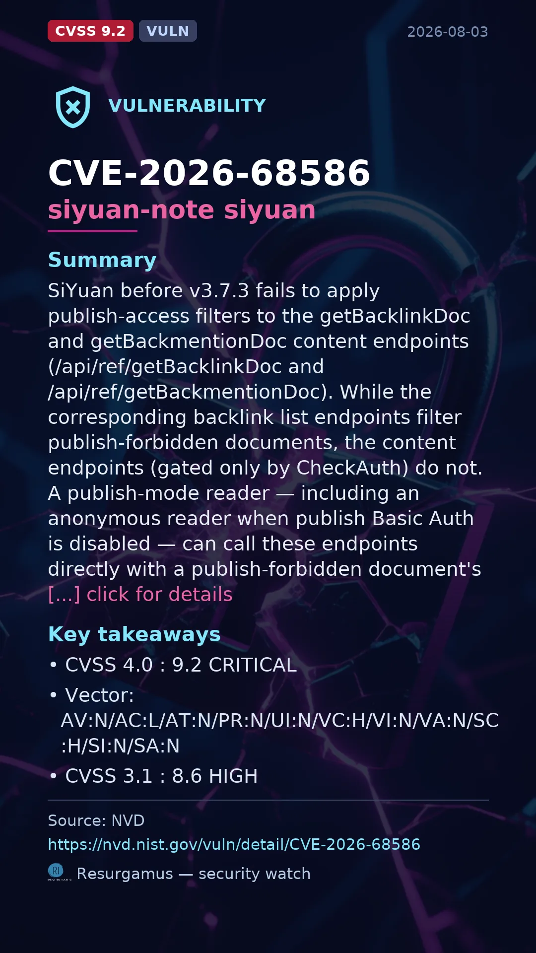 CVE-2026-68586 siyuan-note siyuan Vulnerability